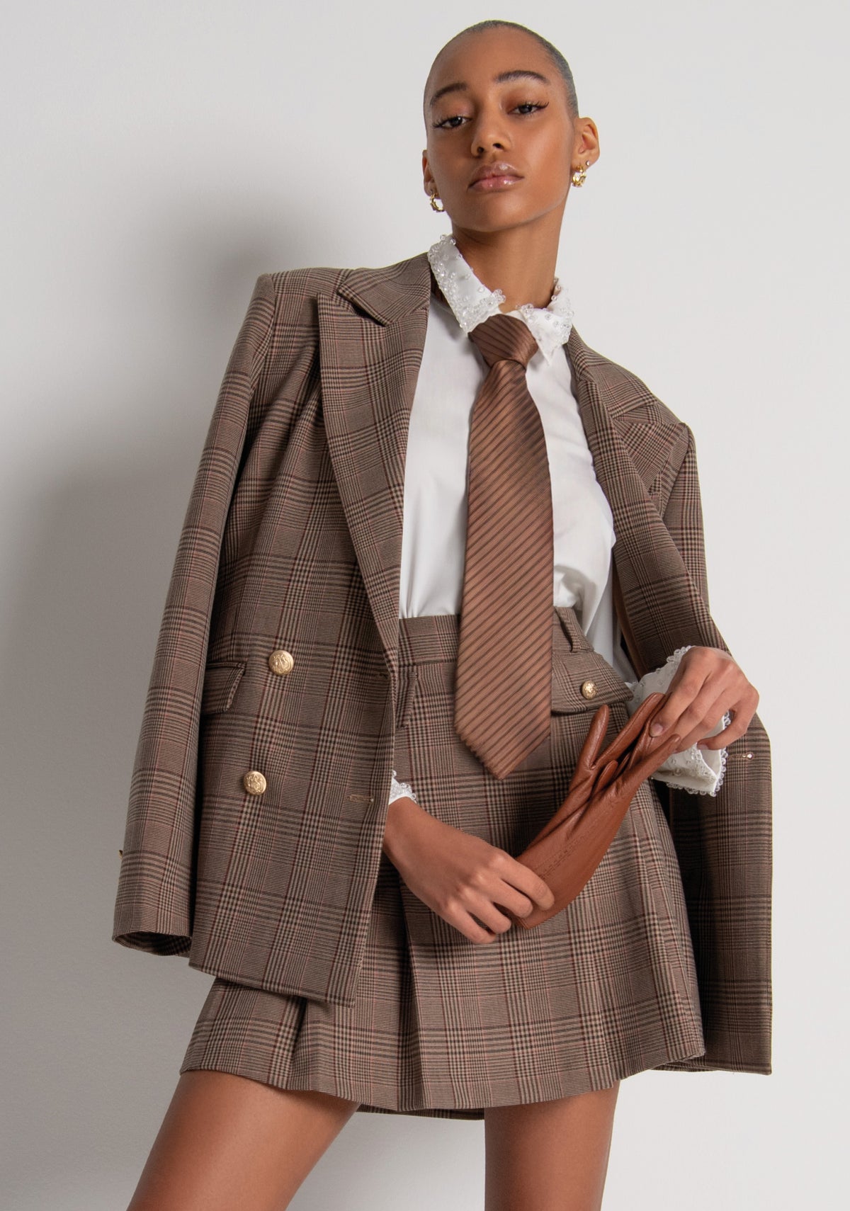 Blazer jacket regular fit double breasted made in Prince of Wales fabric Fracomina FR26WJ3023W57595-210