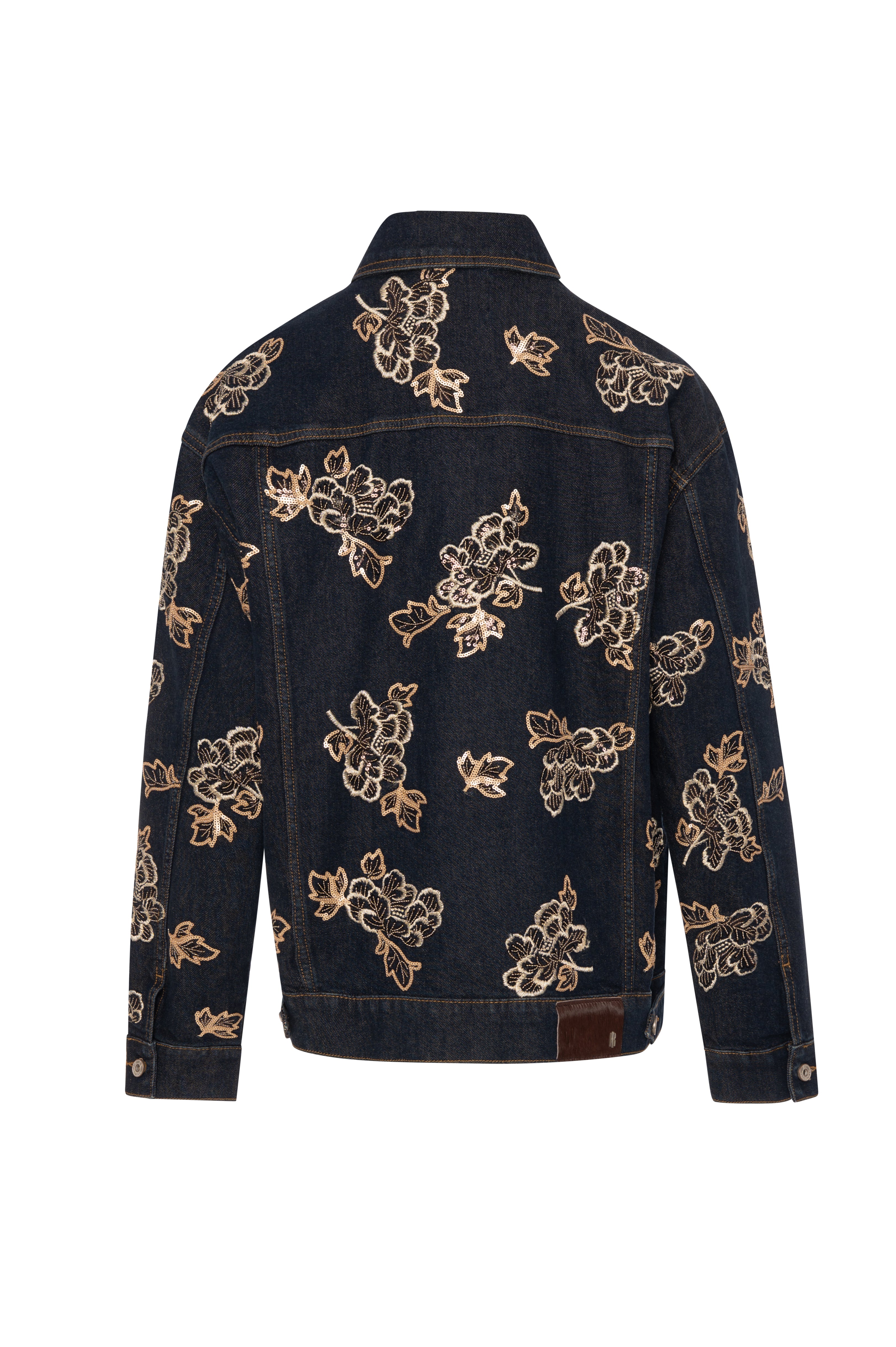 Jacket regular fit made in denim with overdyed wash and embroideries applied Fracomina FR26WJ4009D419E5-KG0-2