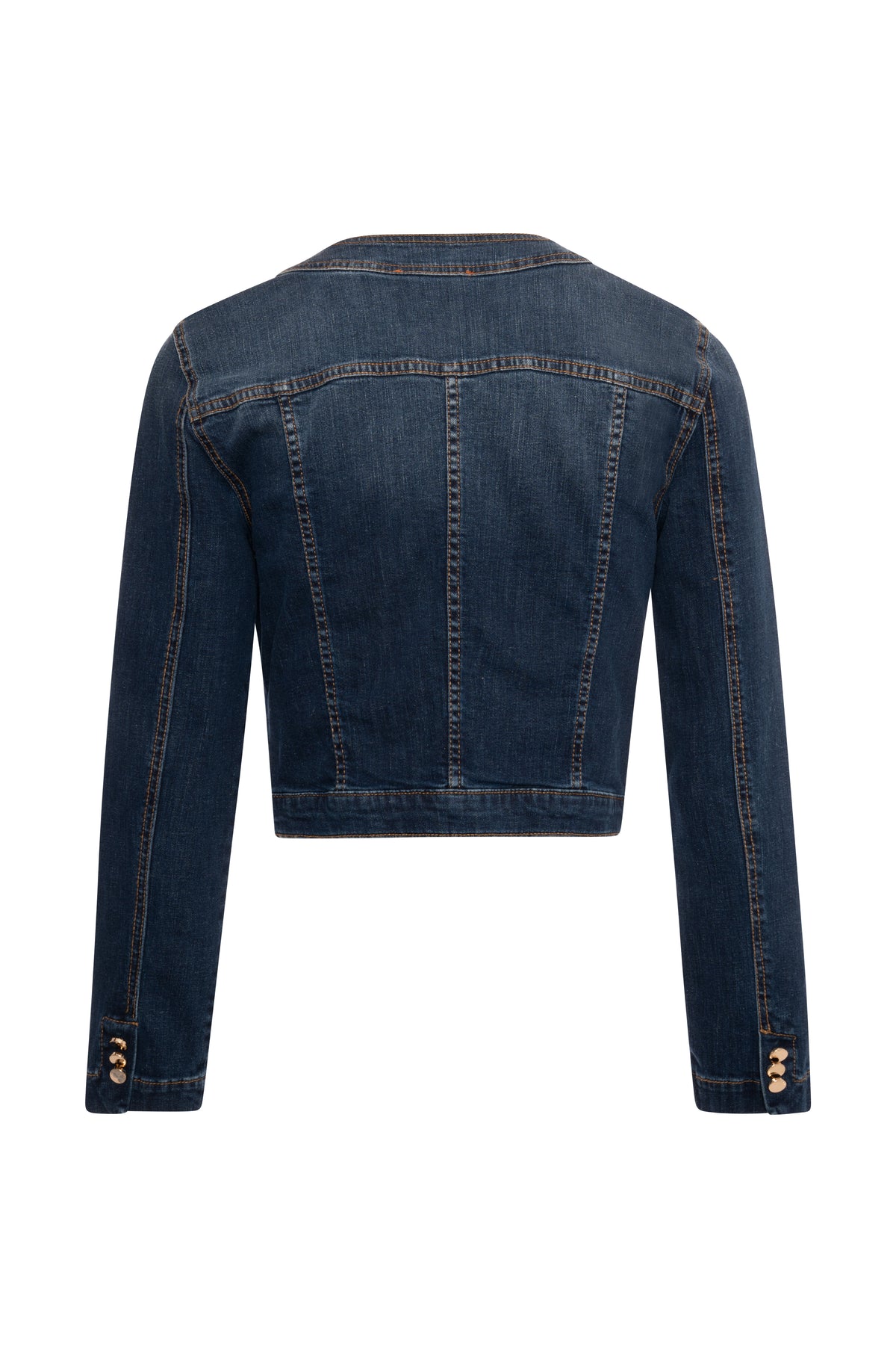 Jacket slim fit cropped made in denim with middle wash Fracomina FR26WJ4012D47602-KG1-2