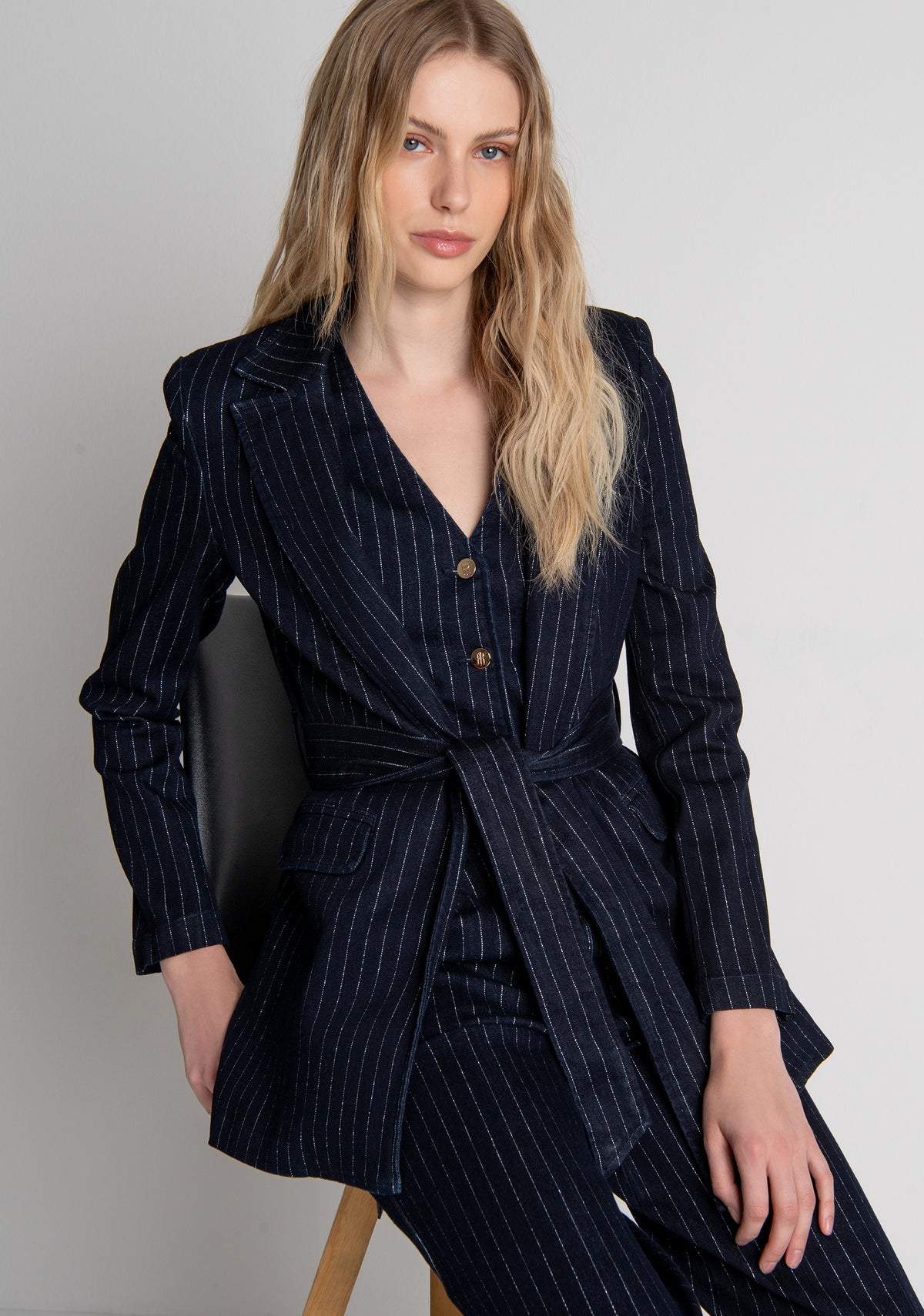 Blazer jacket regular fit made in pinstriped denim Fracomina FR26WJ4013D407D4-117
