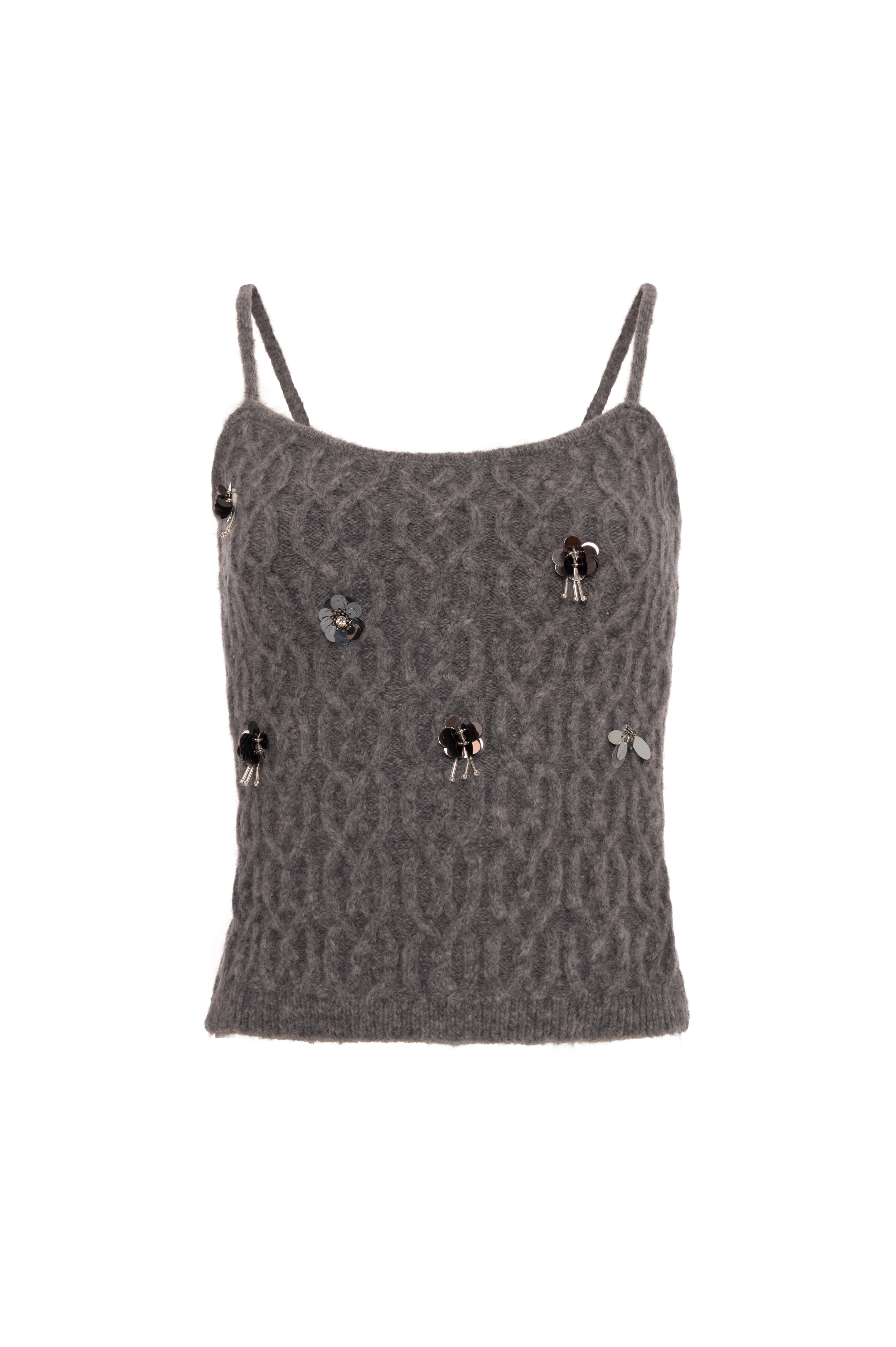 Knitted tank top with cable stitch Fracomina FR26WJ5003K463R9-KE9-1