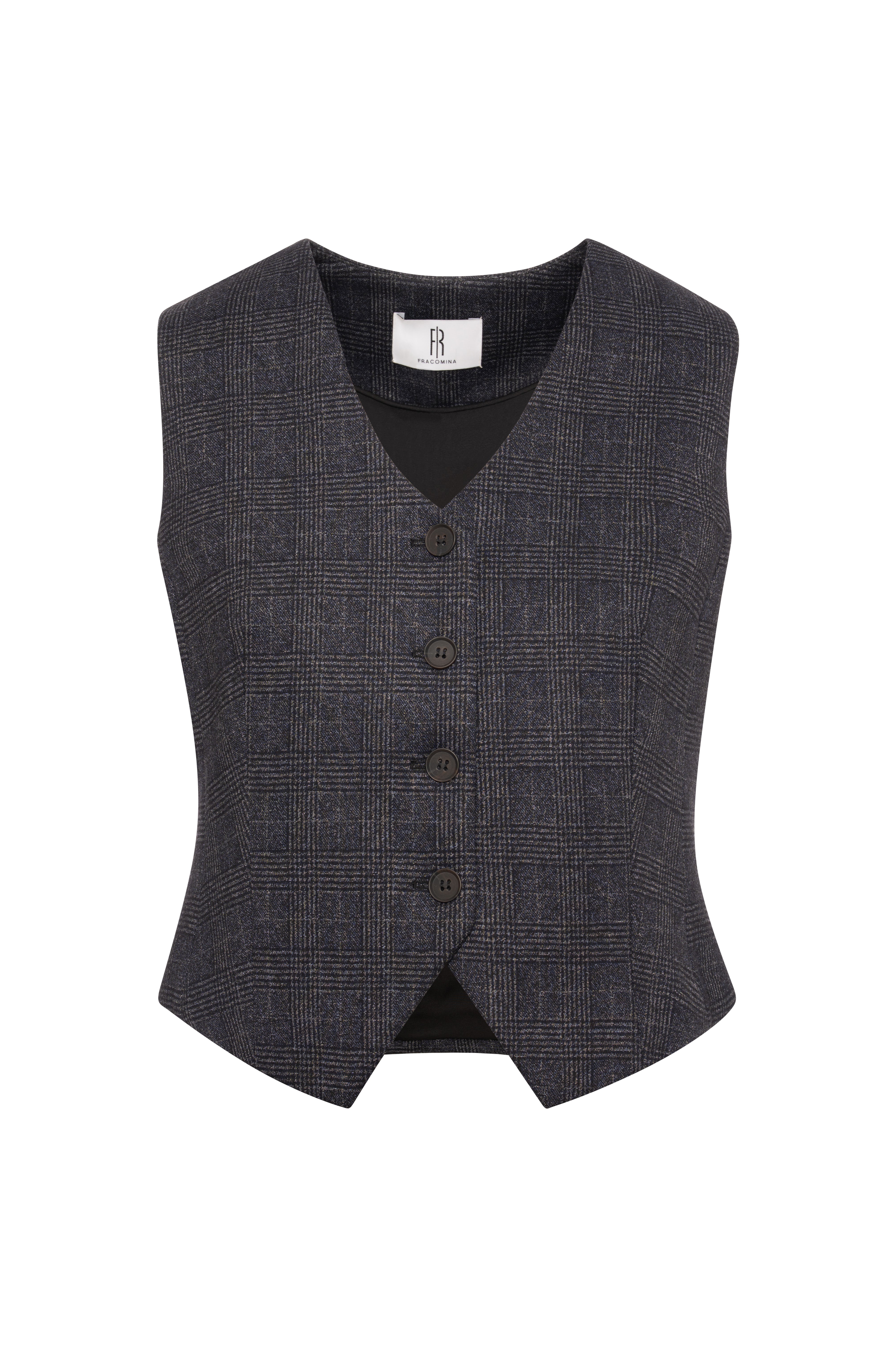 Gilet slim fit made in Prince of Wales fabric Fracomina FR26WJ5008W575O2-KH8-1