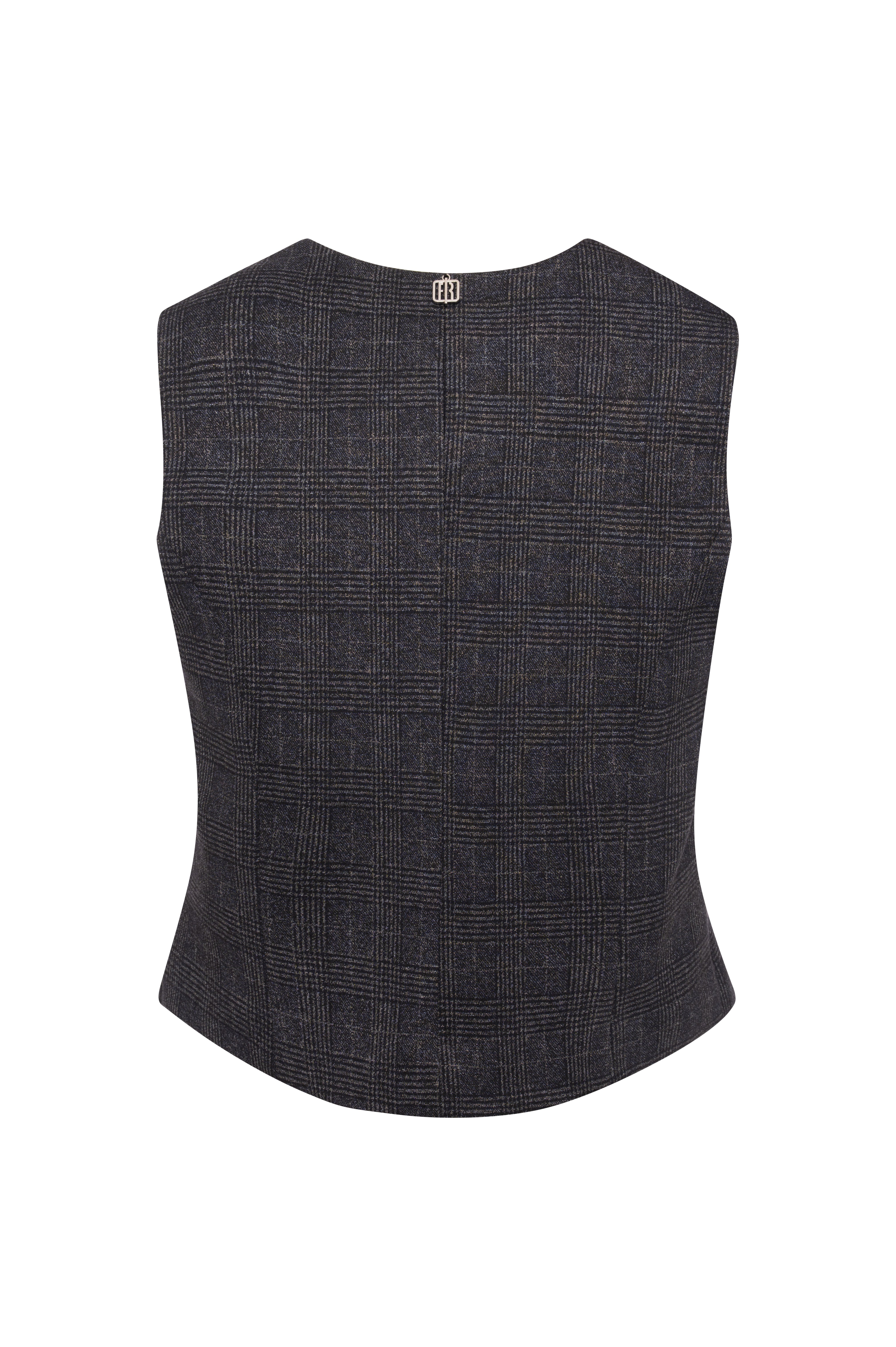 Gilet slim fit made in Prince of Wales fabric Fracomina FR26WJ5008W575O2-KH8-2