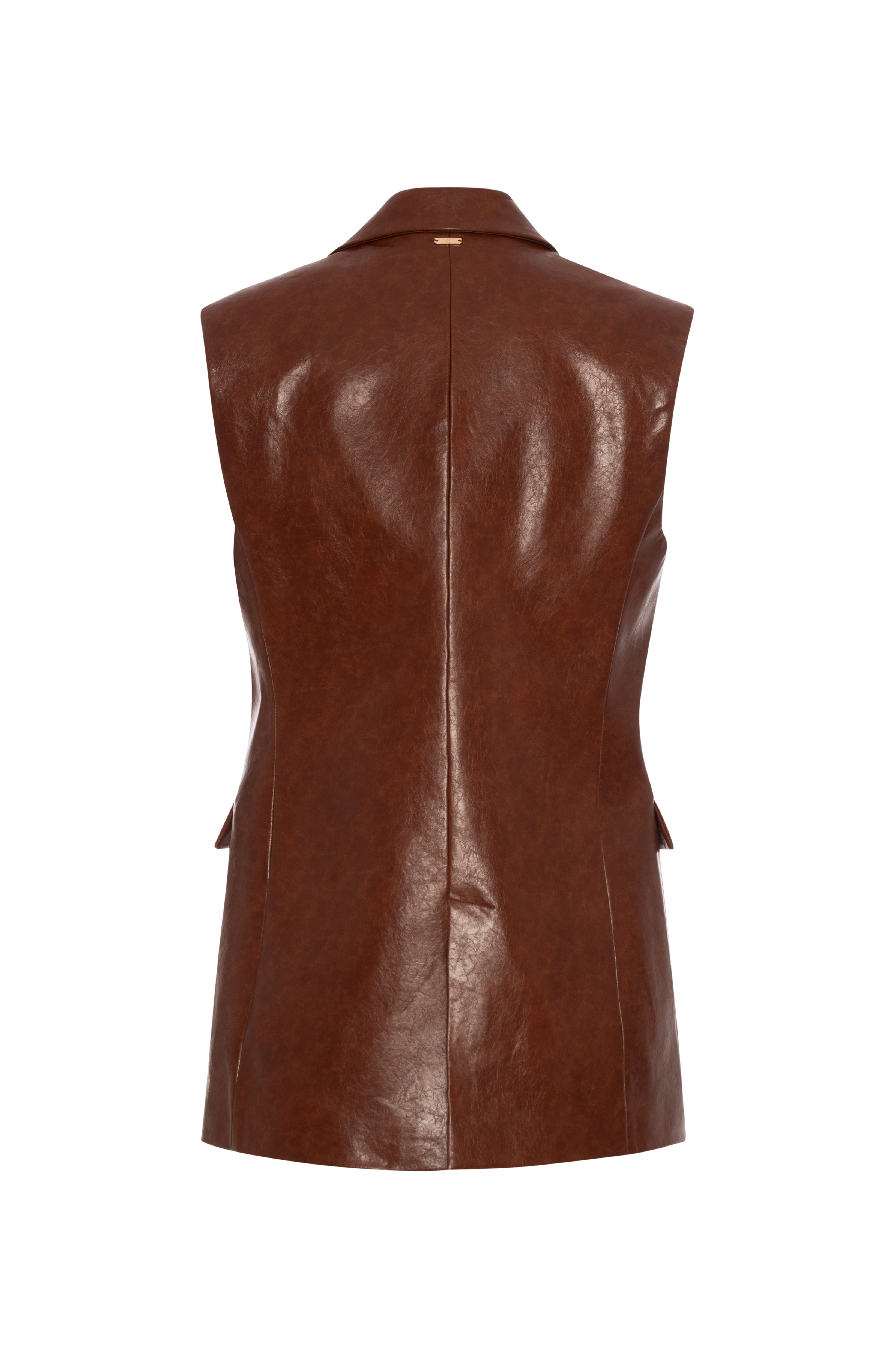Long gilet regular fit made in fake leather Fracomina FR26WJ5009P411L9-KF2-2