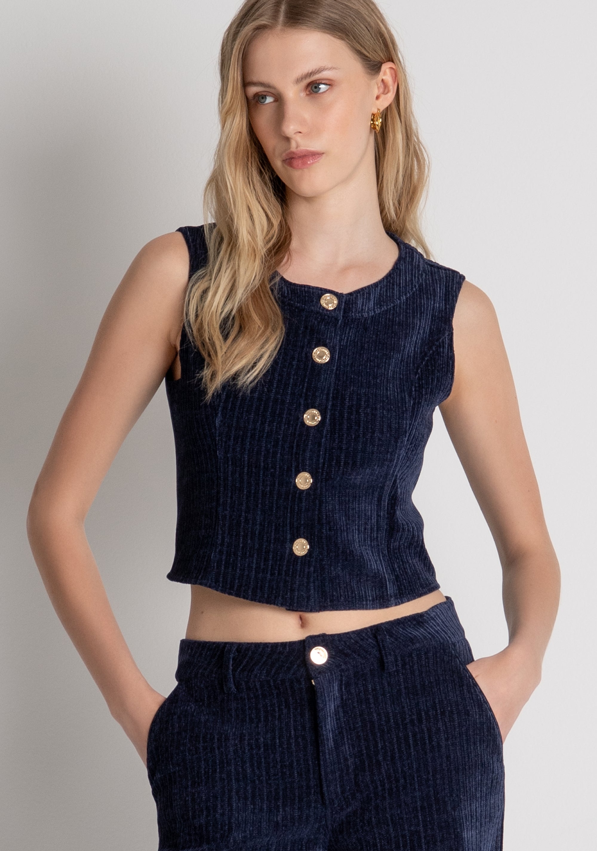 Gilet regular fit made in velvet Fracomina FR26WJ5012W59601-117-3
