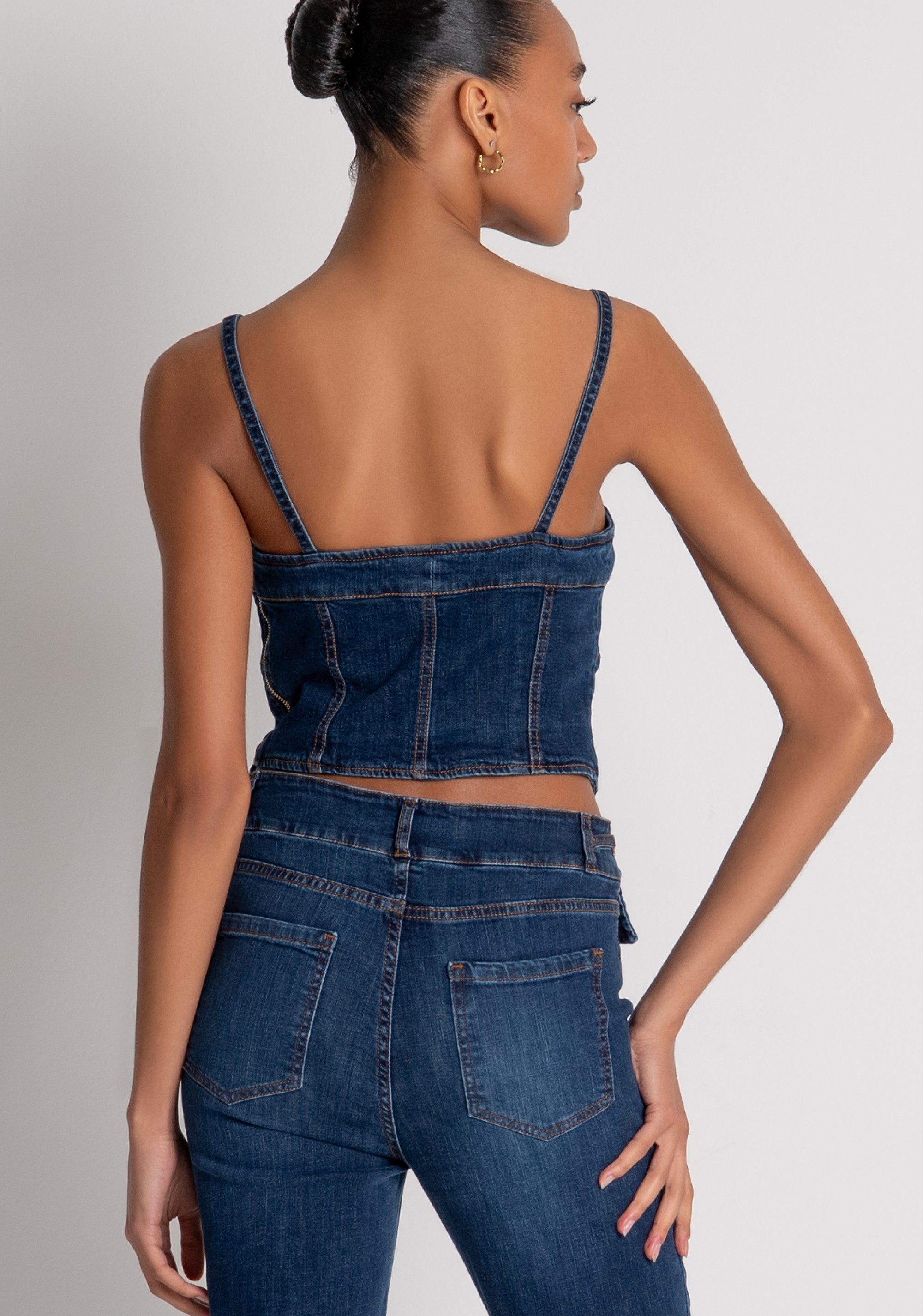 Bustier slim fit made in denim with middle wash Fracomina FR26WJ5014D47602-987-4