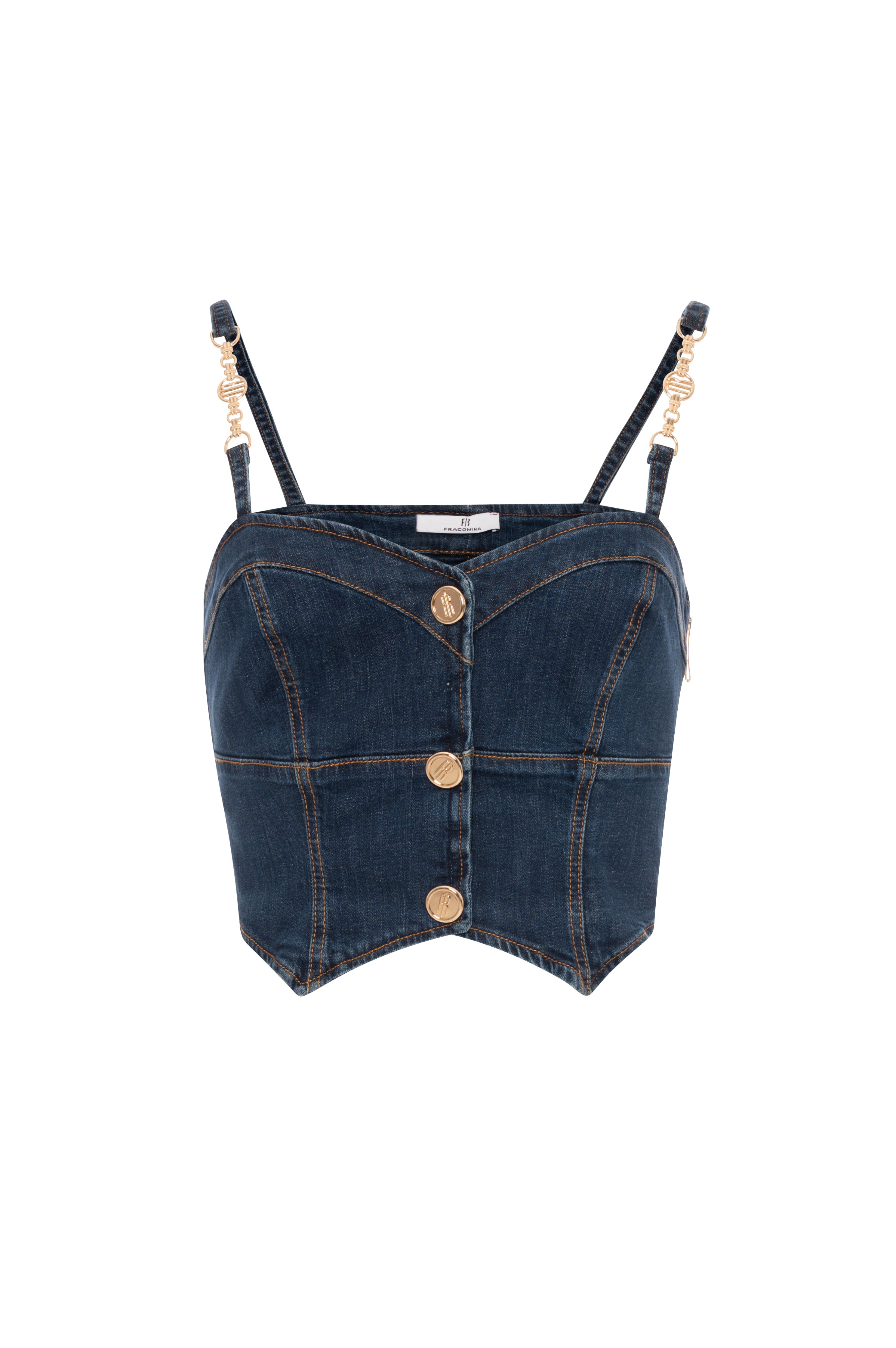 Bustier slim fit made in denim with middle wash Fracomina FR26WJ5014D47602-KG1-1