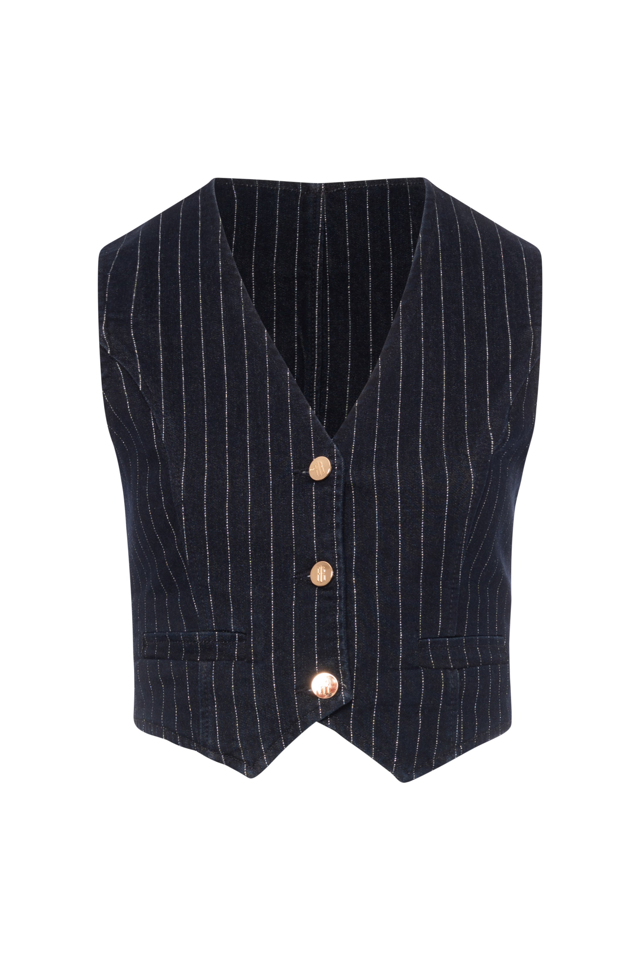 Gilet slim fit made in pinstriped denim Fracomina FR26WJ5015D407D4-K60-1_605a0f43-5f49-4c9c-9eb7-9c90c833de9a