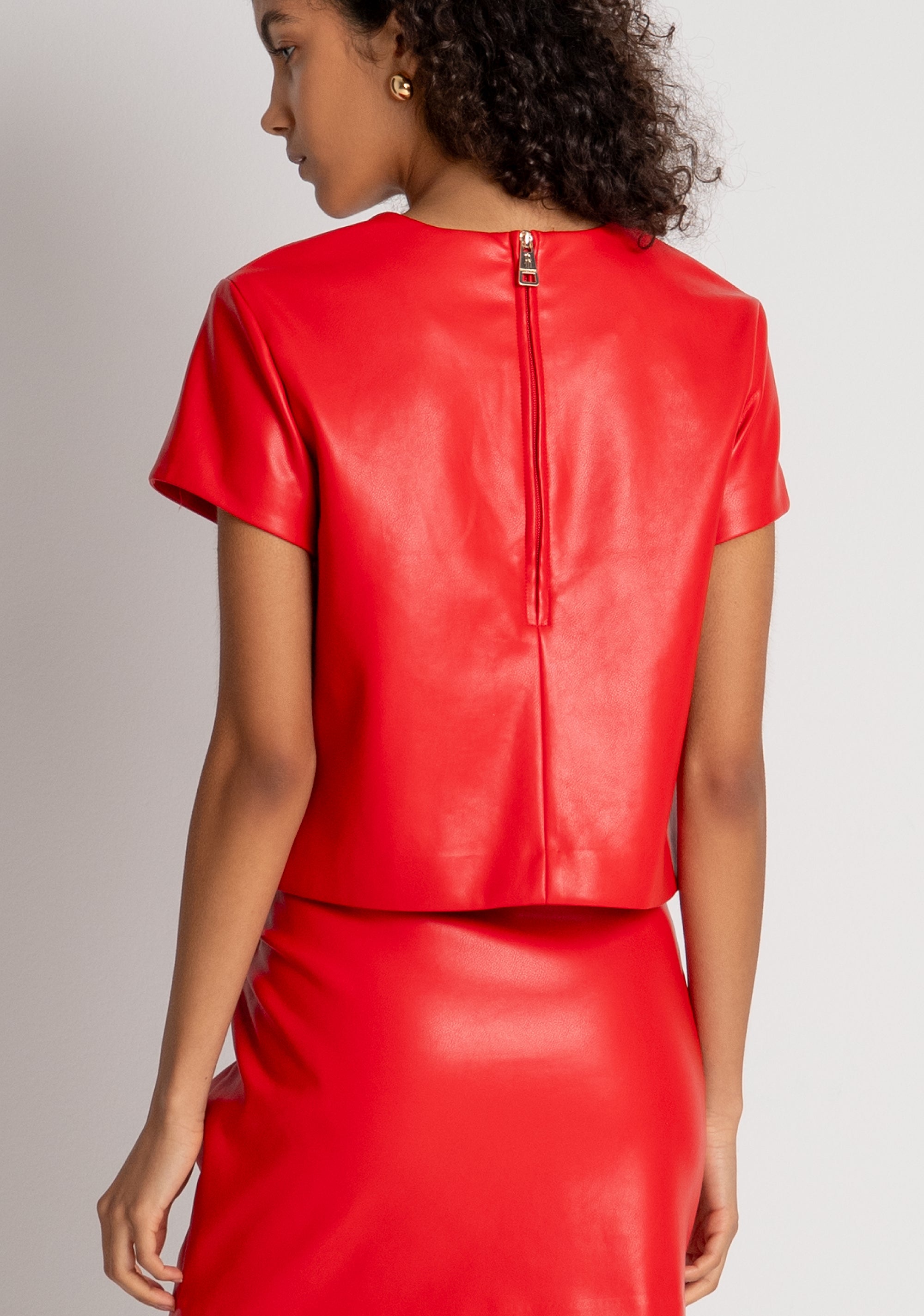 Top cropped made in fake leather Fracomina FR26WT1001P41101-4