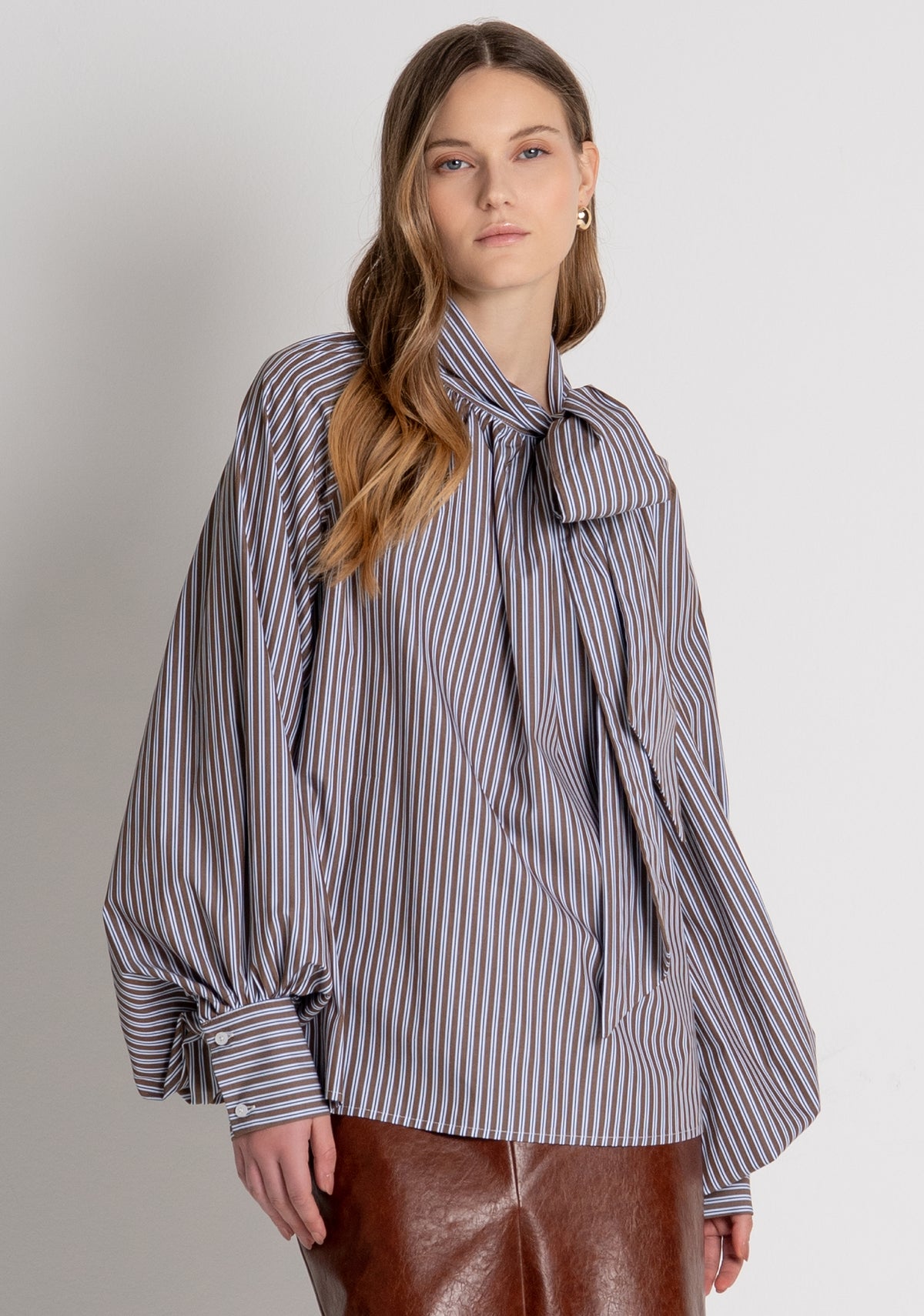 Blouse A-shape made in striped cotton Fracomina FR26WT1021W400N8-M61-3