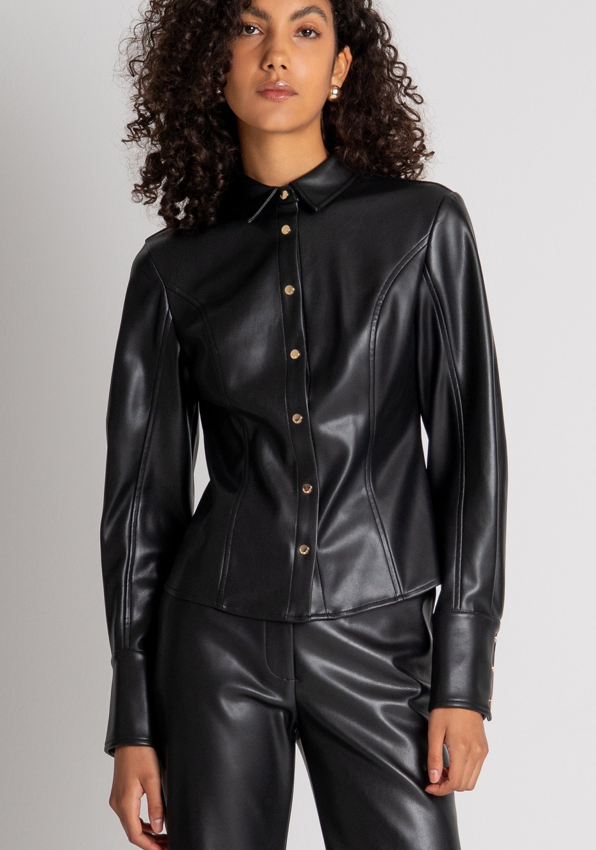 Shirt slim fit made in fake leather Fracomina FR26WT6009P41101-053-3