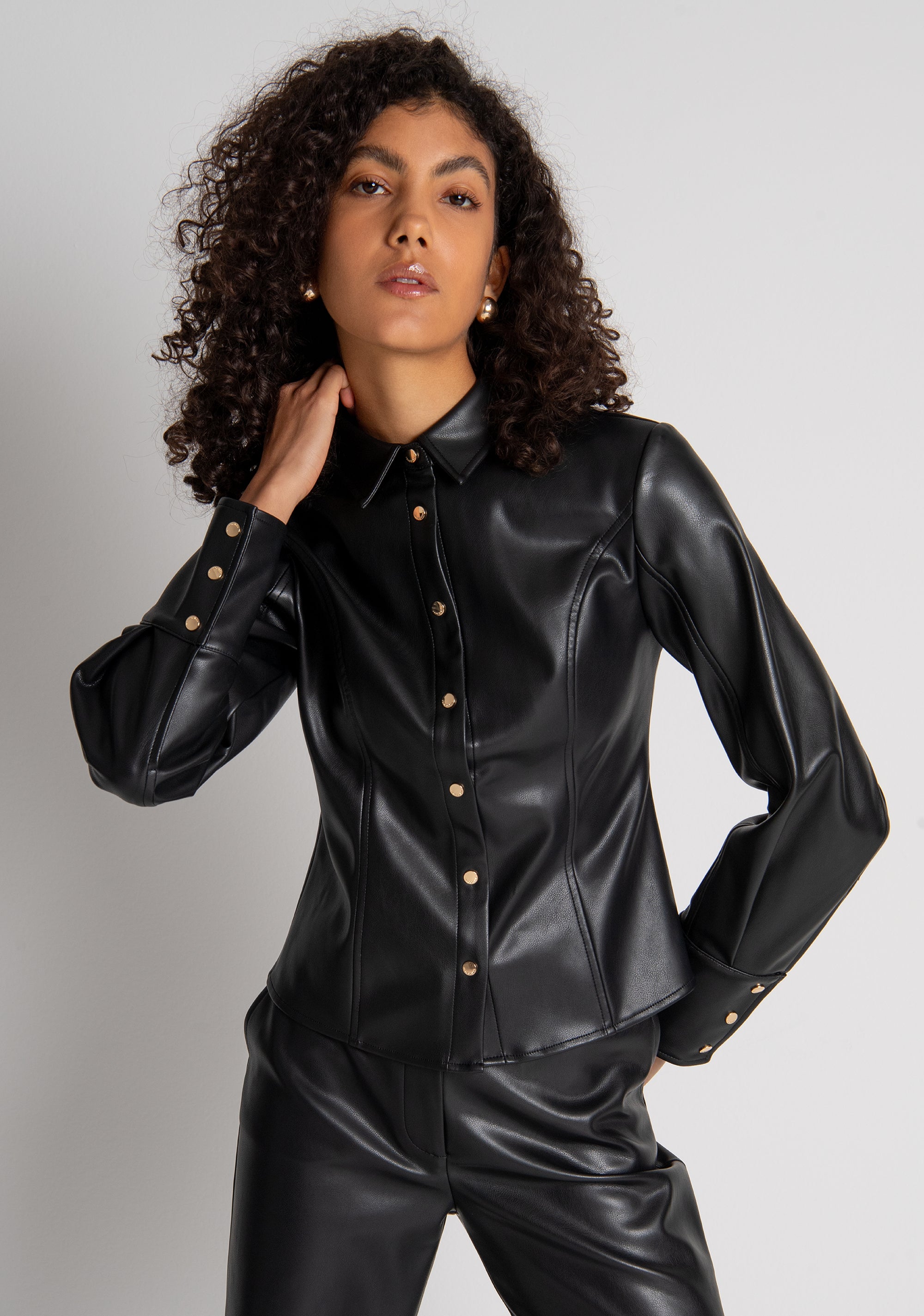 Shirt slim fit made in fake leather Fracomina FR26WT6009P41101-053