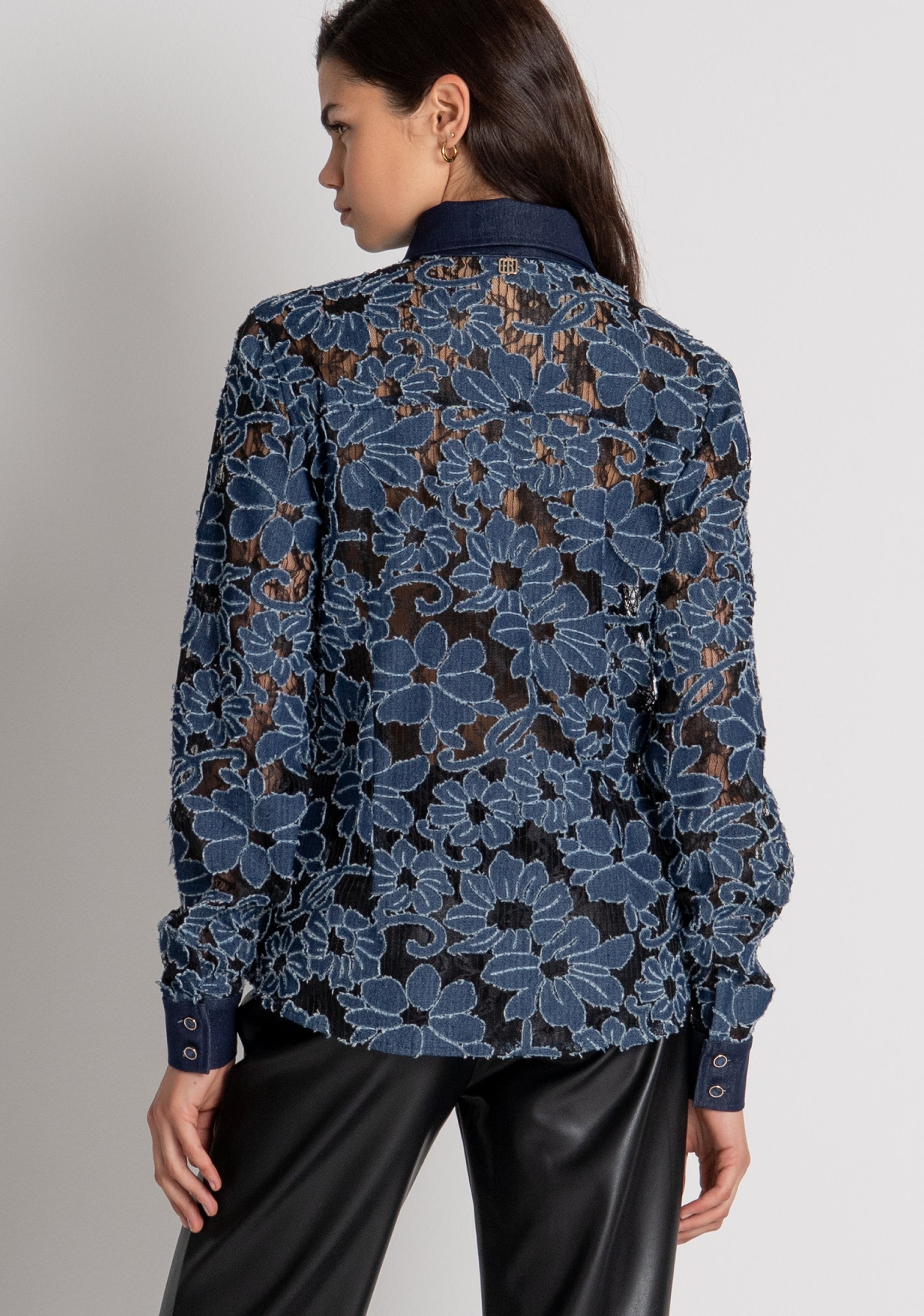 Shirt regular fit made in denim with flowers Fracomina FR26WT6022D475G1-166-4