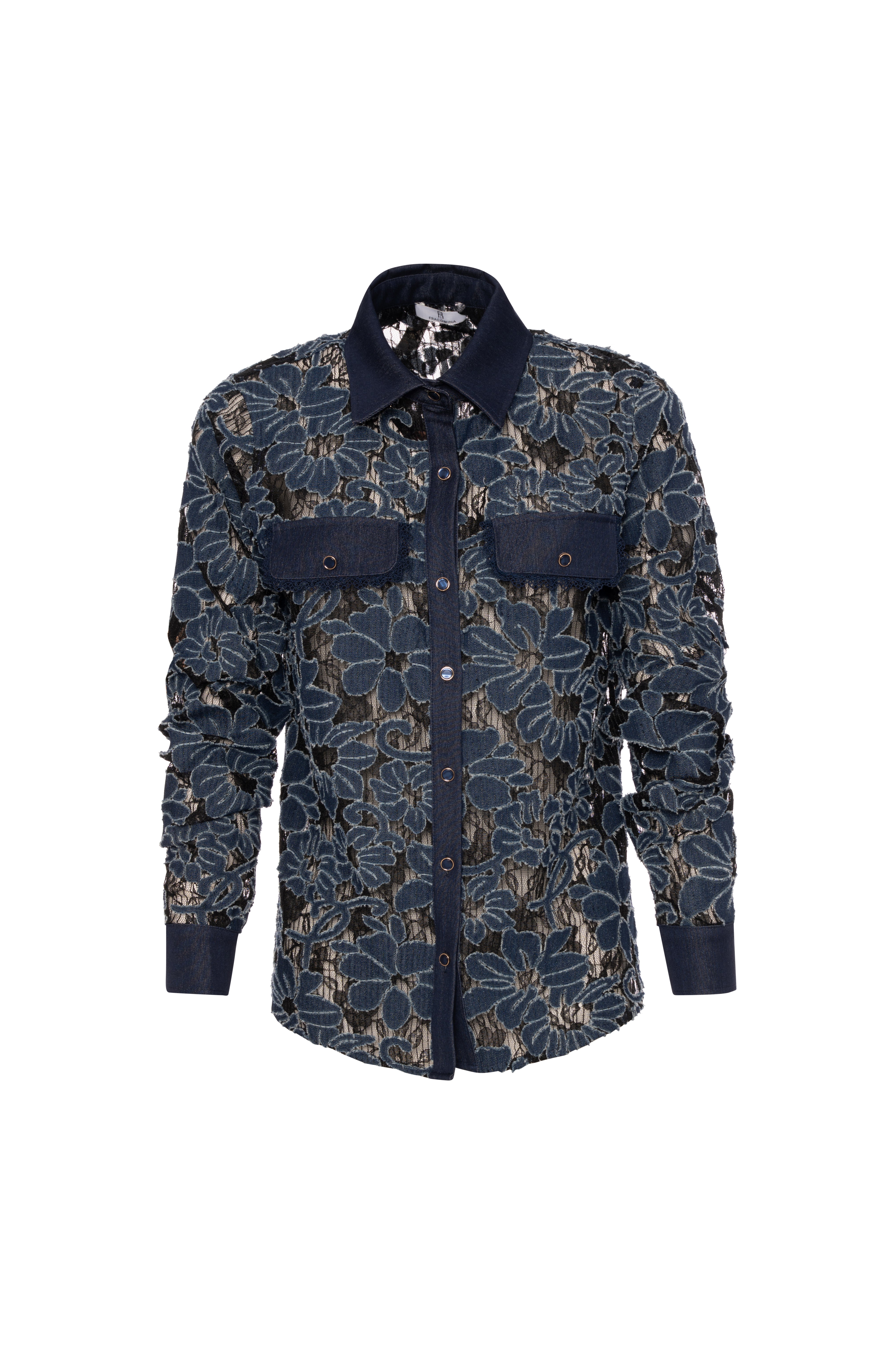 Shirt regular fit made in denim with flowers Fracomina FR26WT6022D475G1-K16-1
