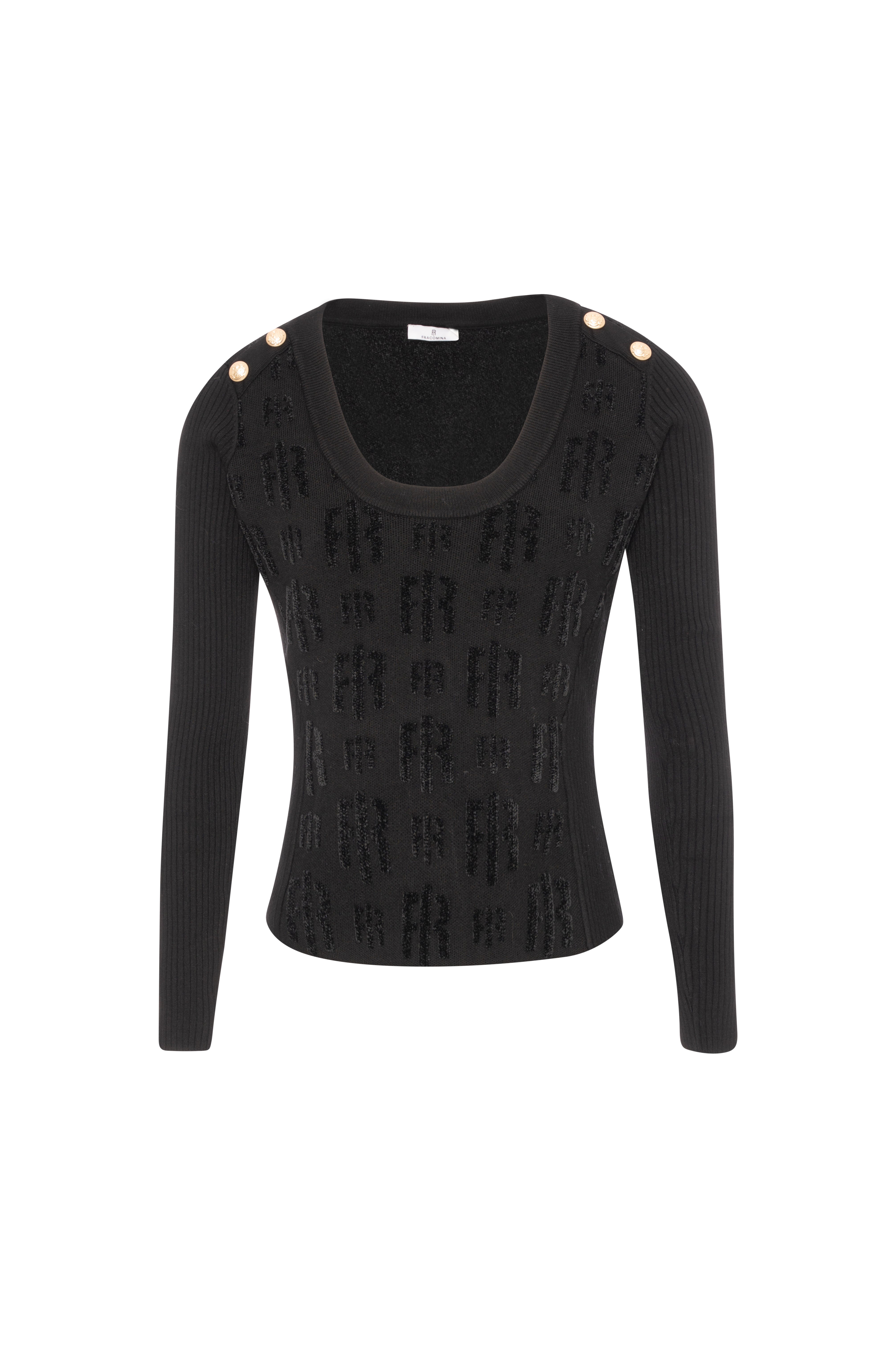 Knitwear slim fit with monogram Fracomina FR26WT7023K474F8-K01-2