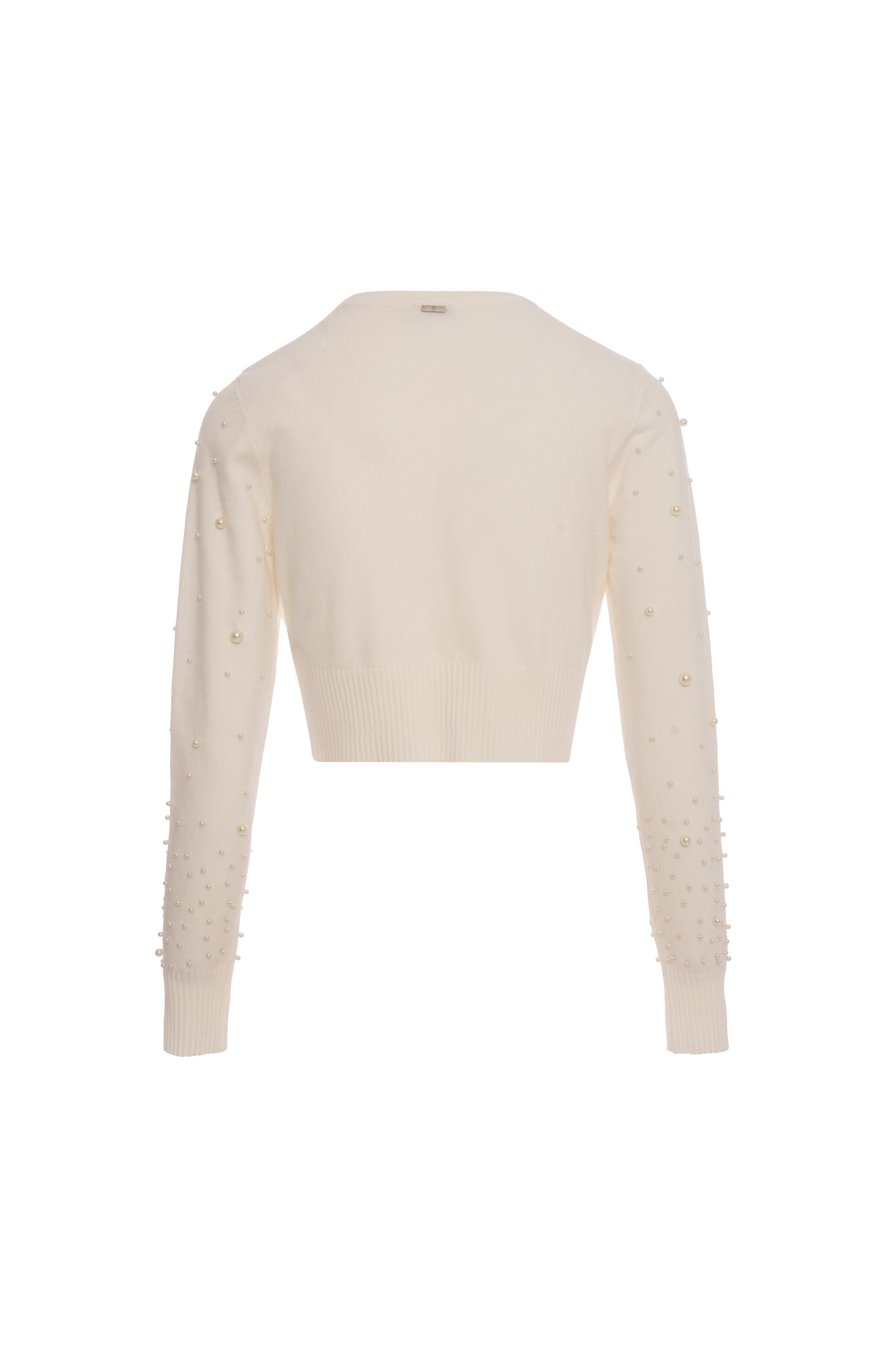 Knitted cardigan cropped with pearls applied Fracomina FR26WT8009K506R9-K17-2