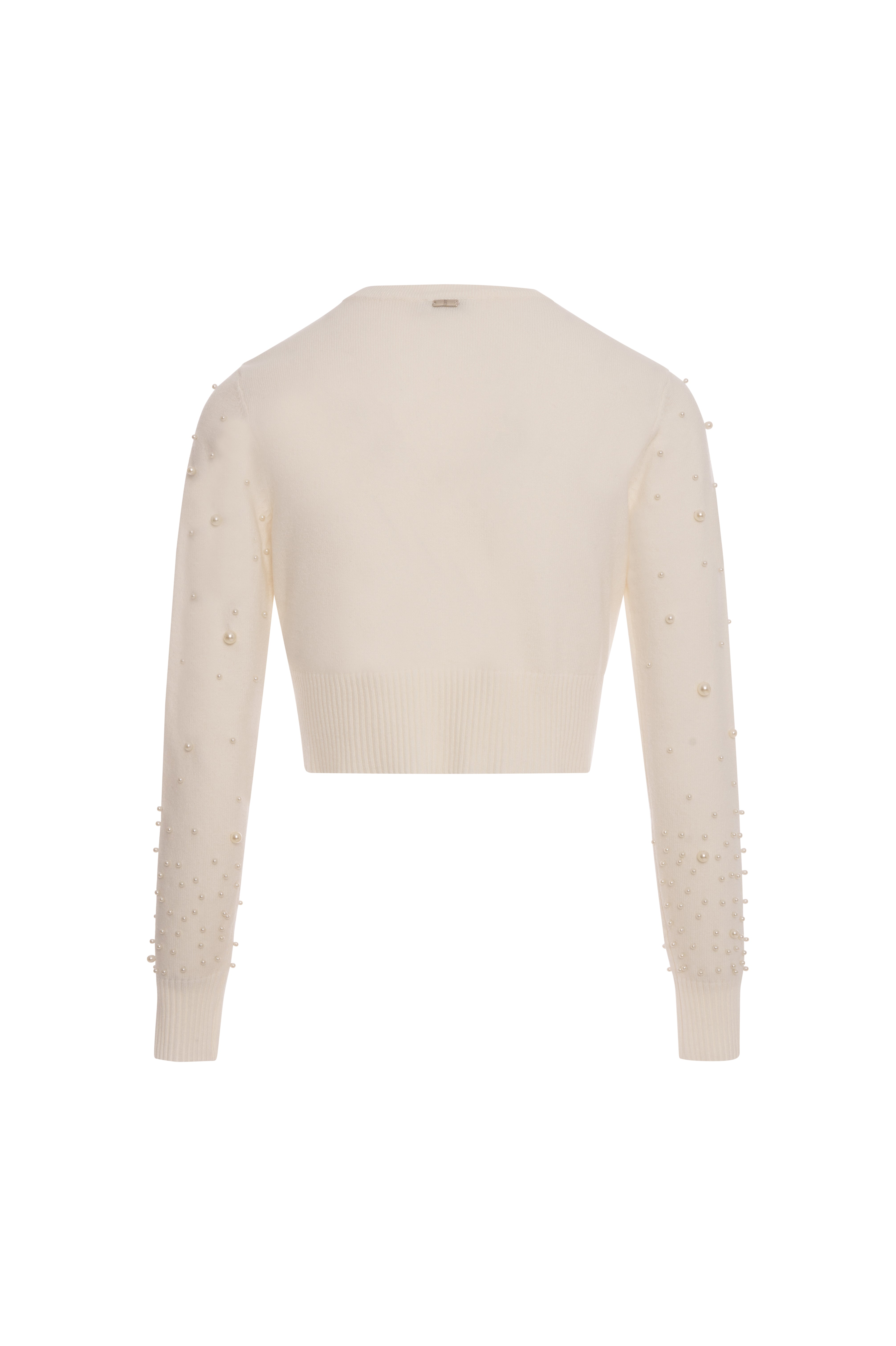 Knitted cardigan cropped with pearls applied Fracomina FR26WT8009K506R9-K17-3