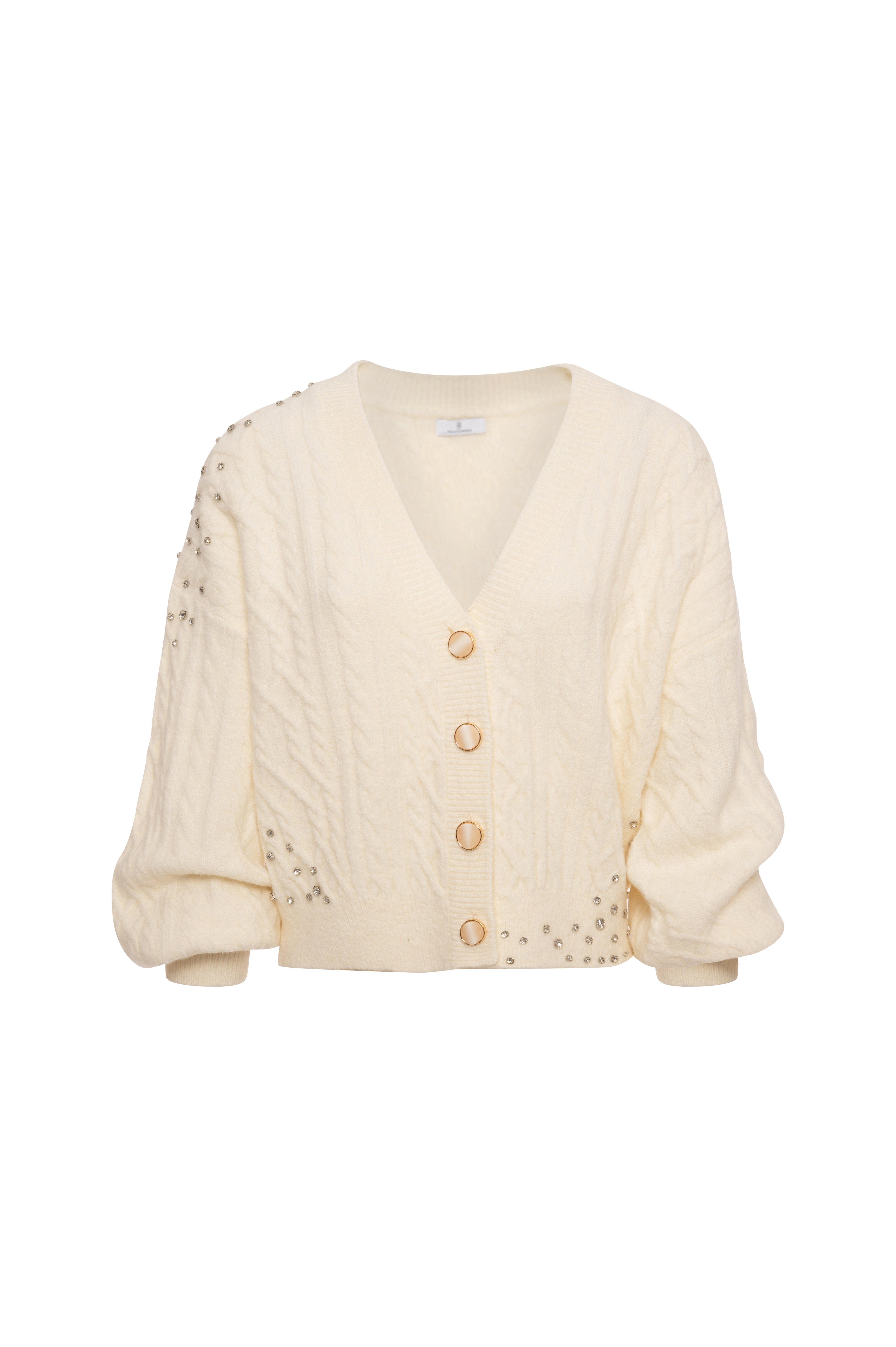 Knitted cardigan over fit, cropped, with cable stitch Fracomina FR26WT8024K457R9-K17-1