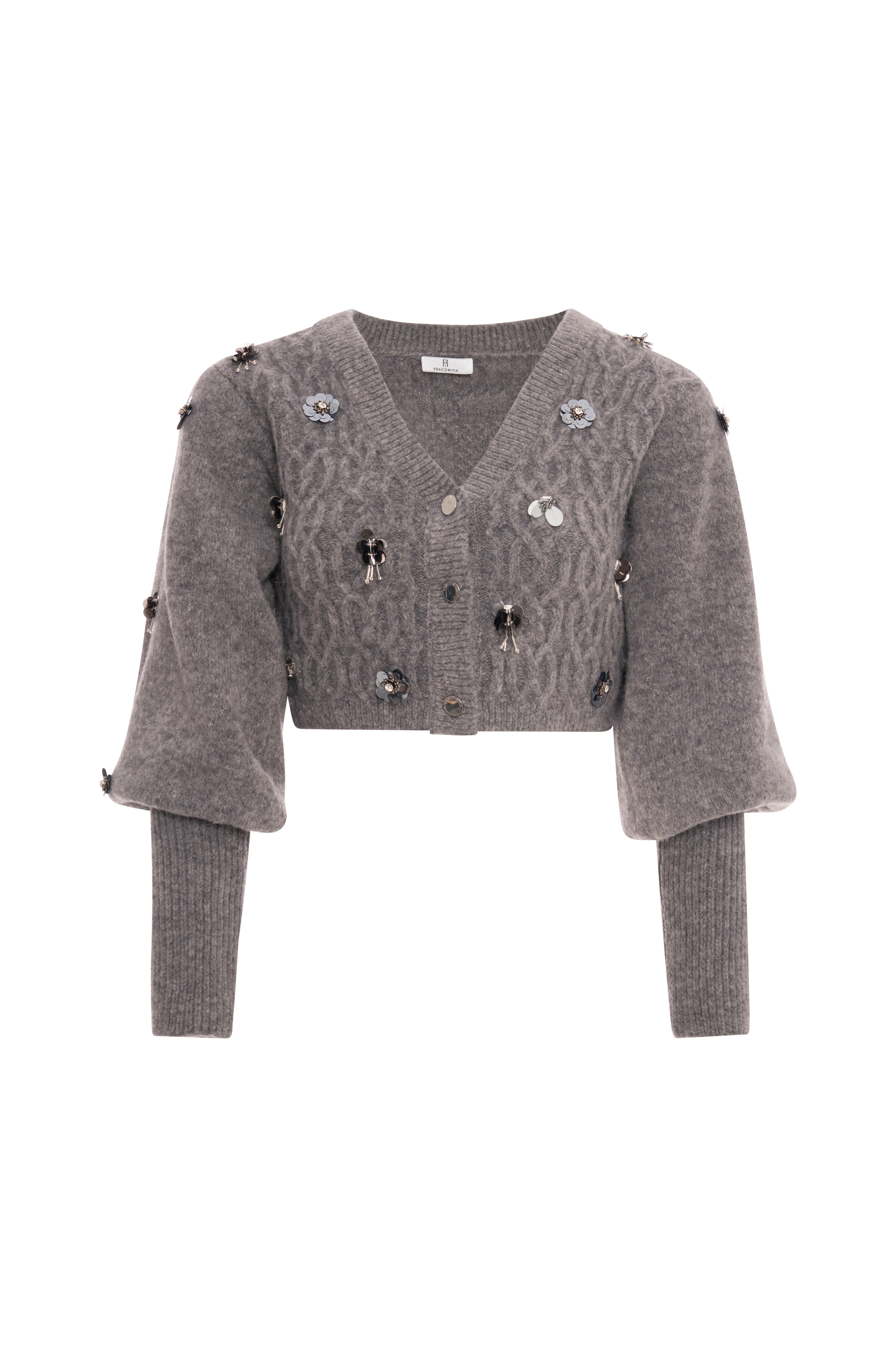 Knitted cardigan cropped with cable stitch Fracomina FR26WT8029K463R9-KE9-1