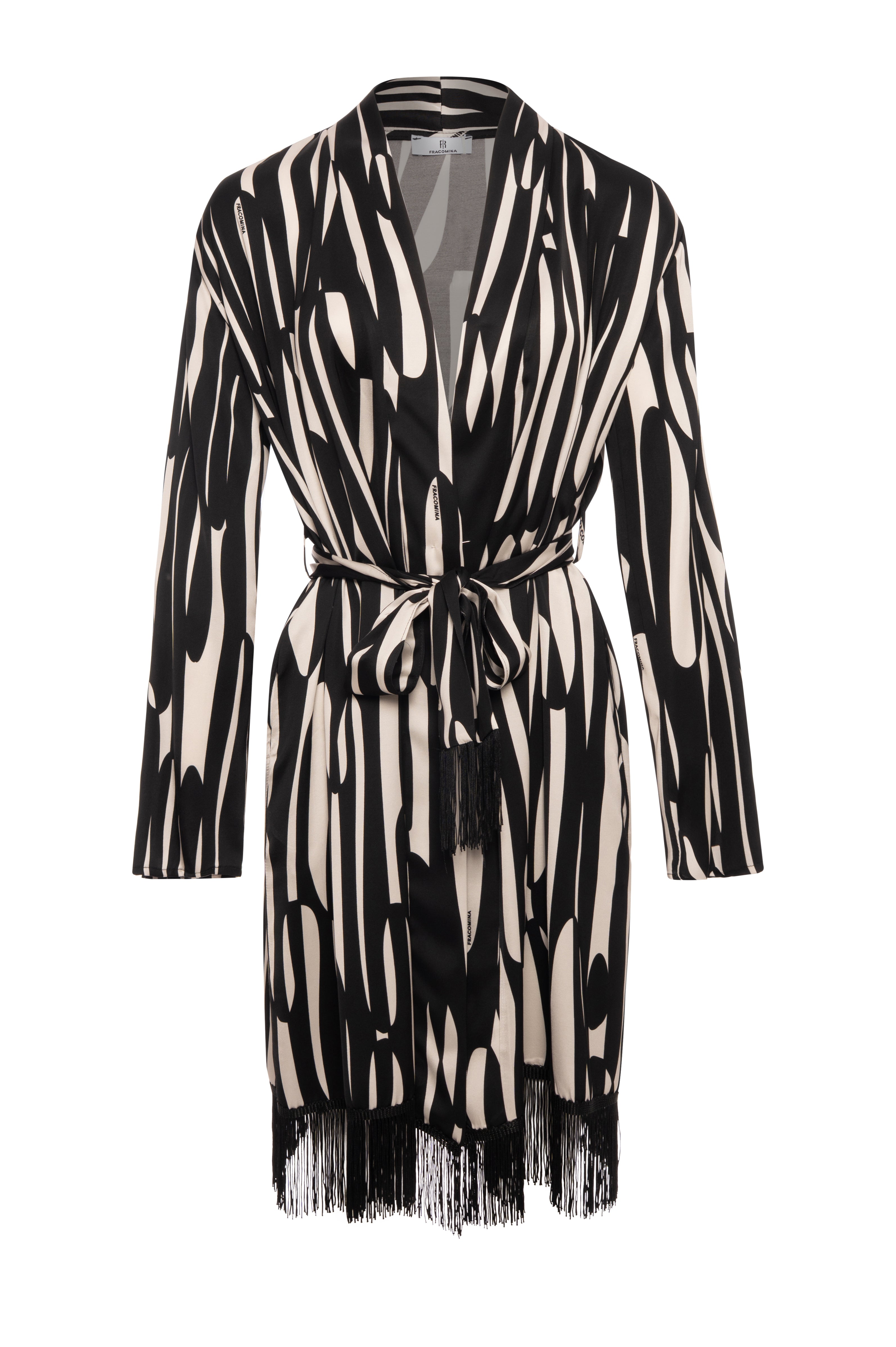 Long kimono regular fit with conceptual pattern Fracomina FR26WT8041W583J4-K93-1