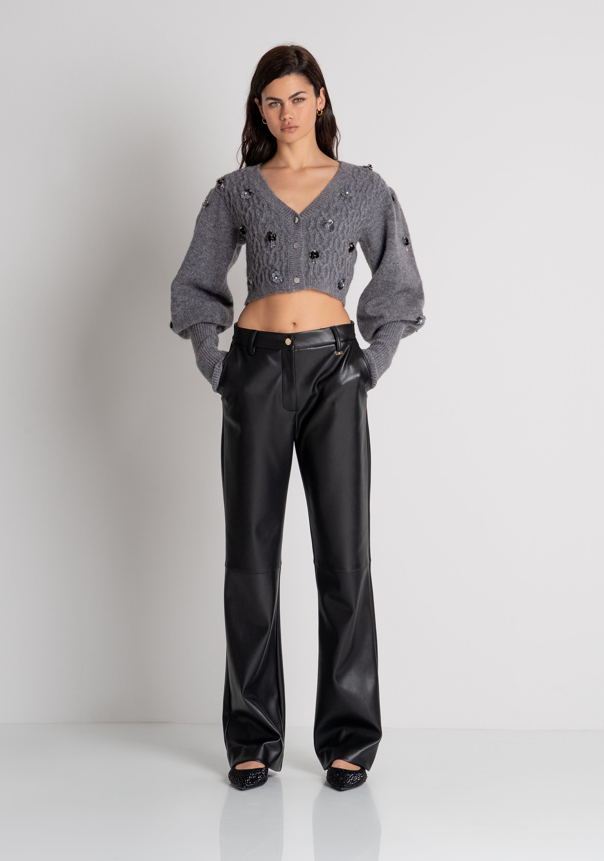 Pant regular fit made in fake leather Fracomina FR26WV2008P41101-053-2