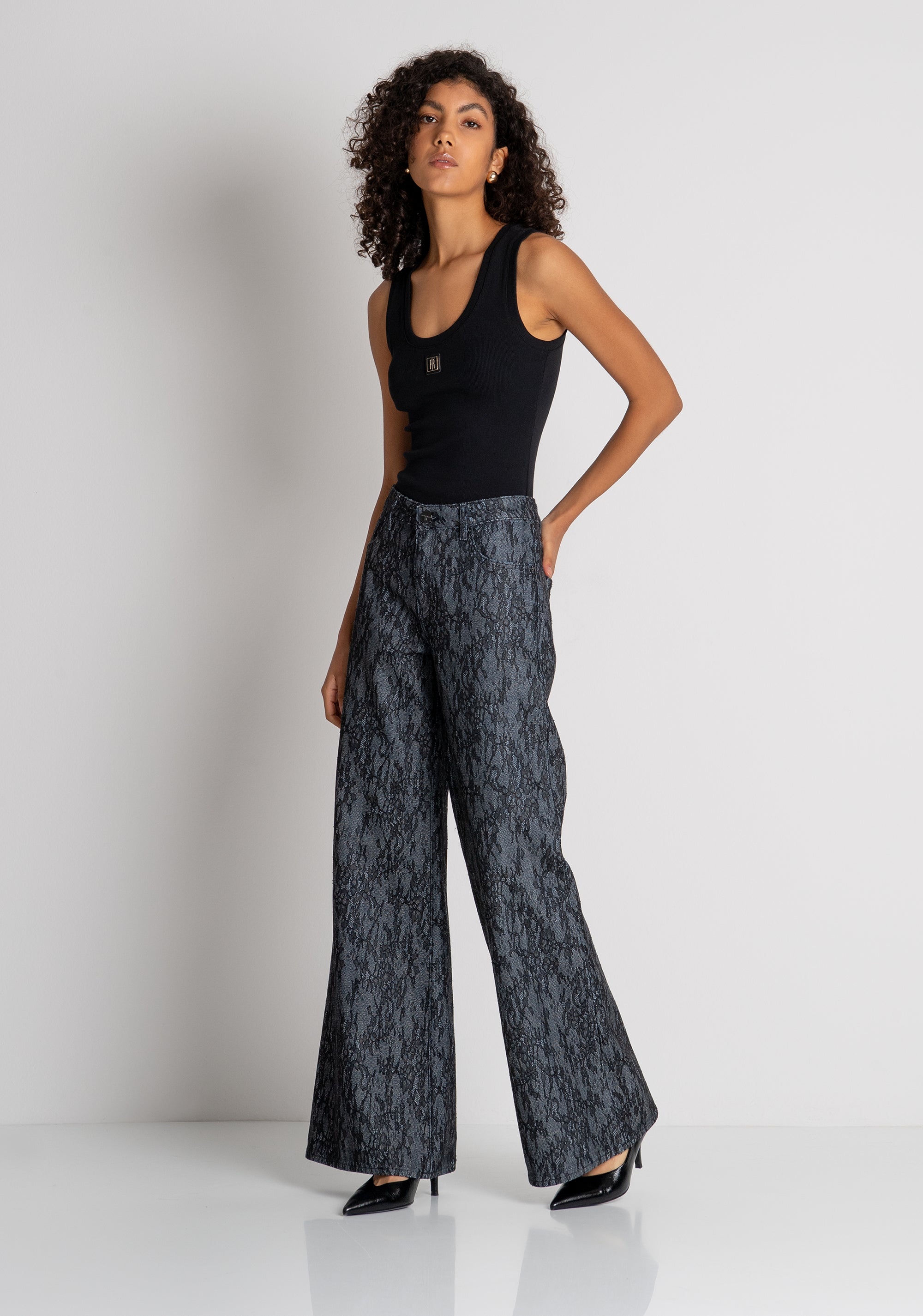 Jeans flare made in denim with lace Fracomina FR26WV3015D419G1-L23-3