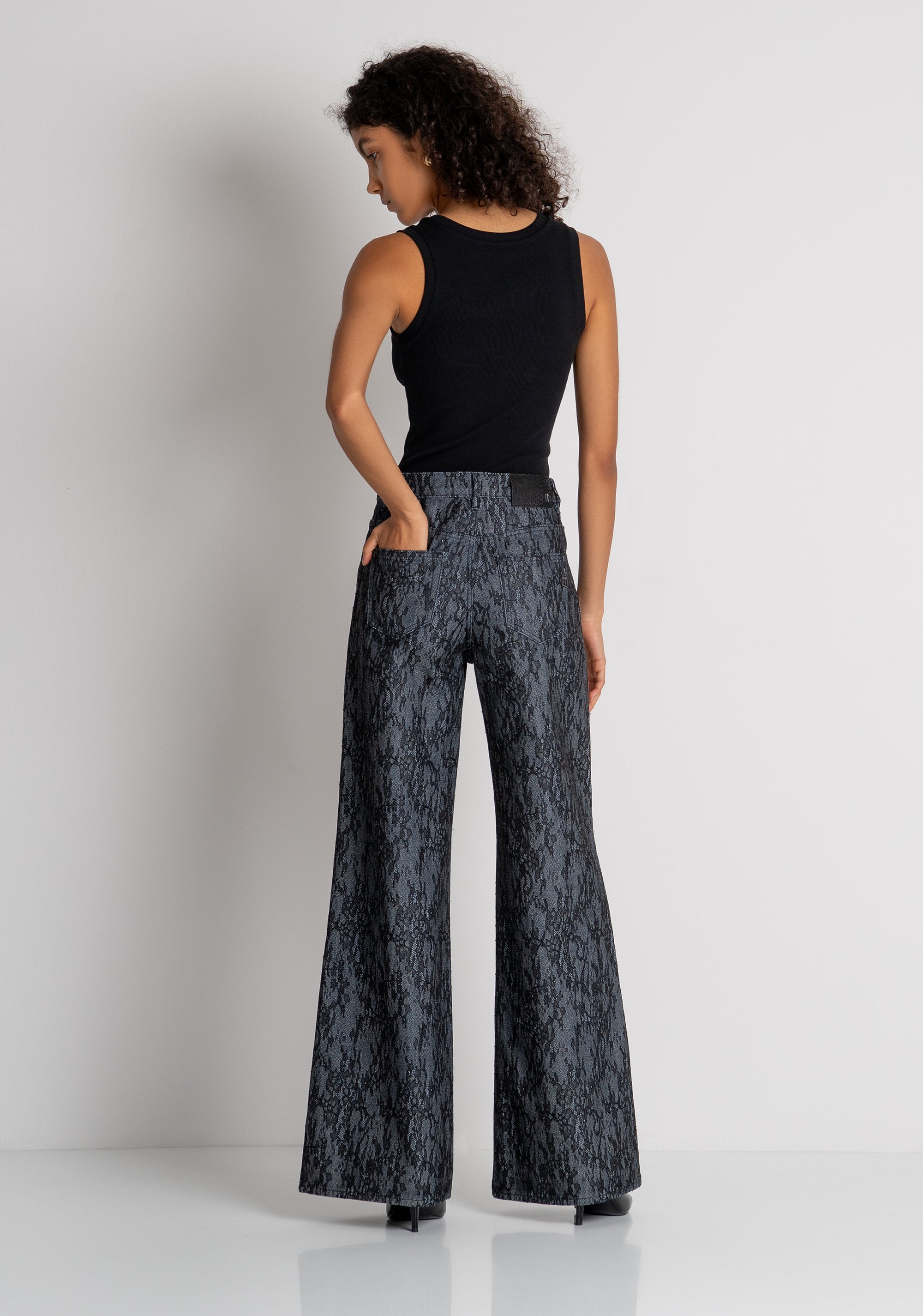 Jeans flare made in denim with lace Fracomina FR26WV3015D419G1-L23-4