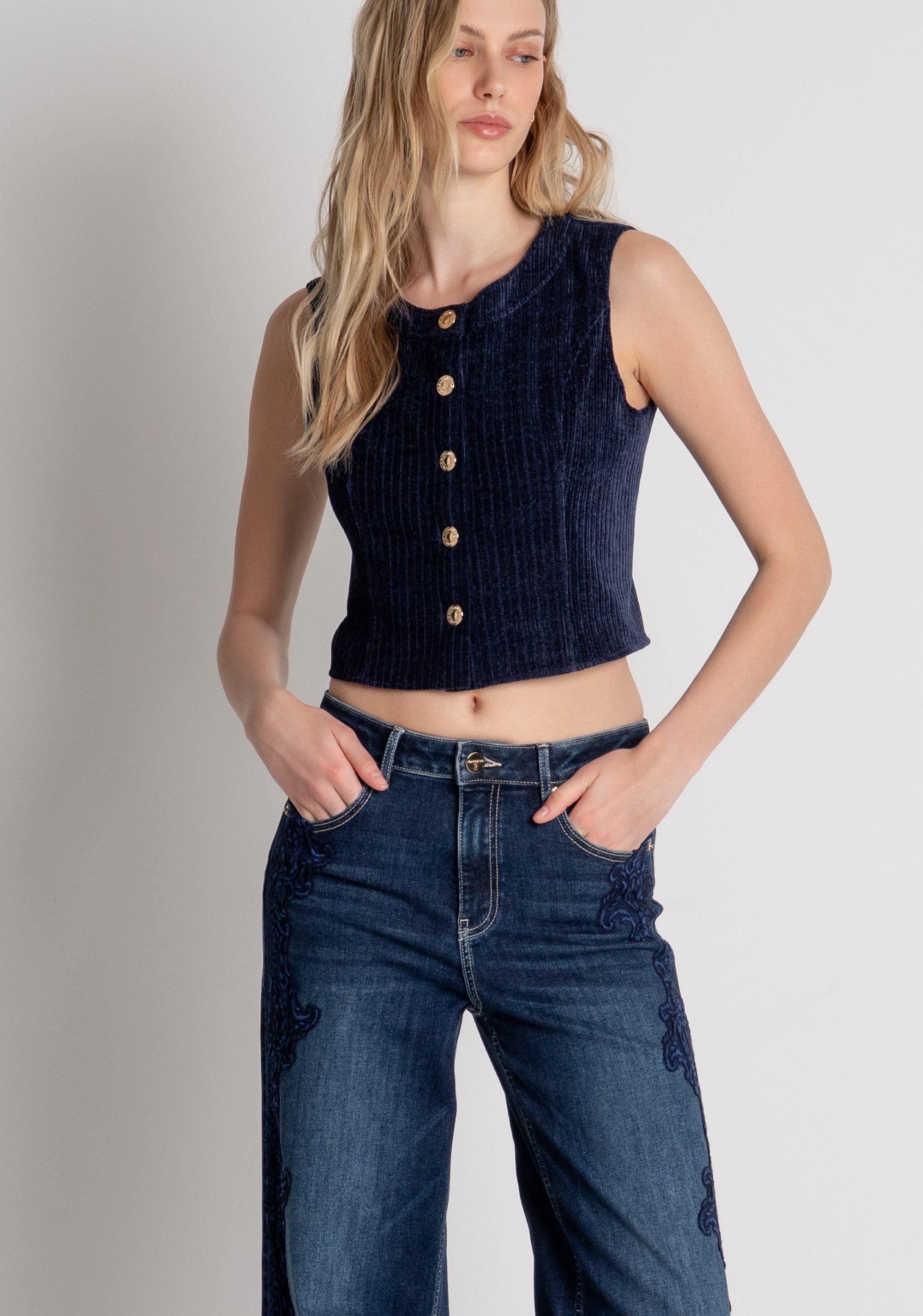 Jeans flare made in denim with middle wash Fracomina FR26WV3015D460G1-117-3