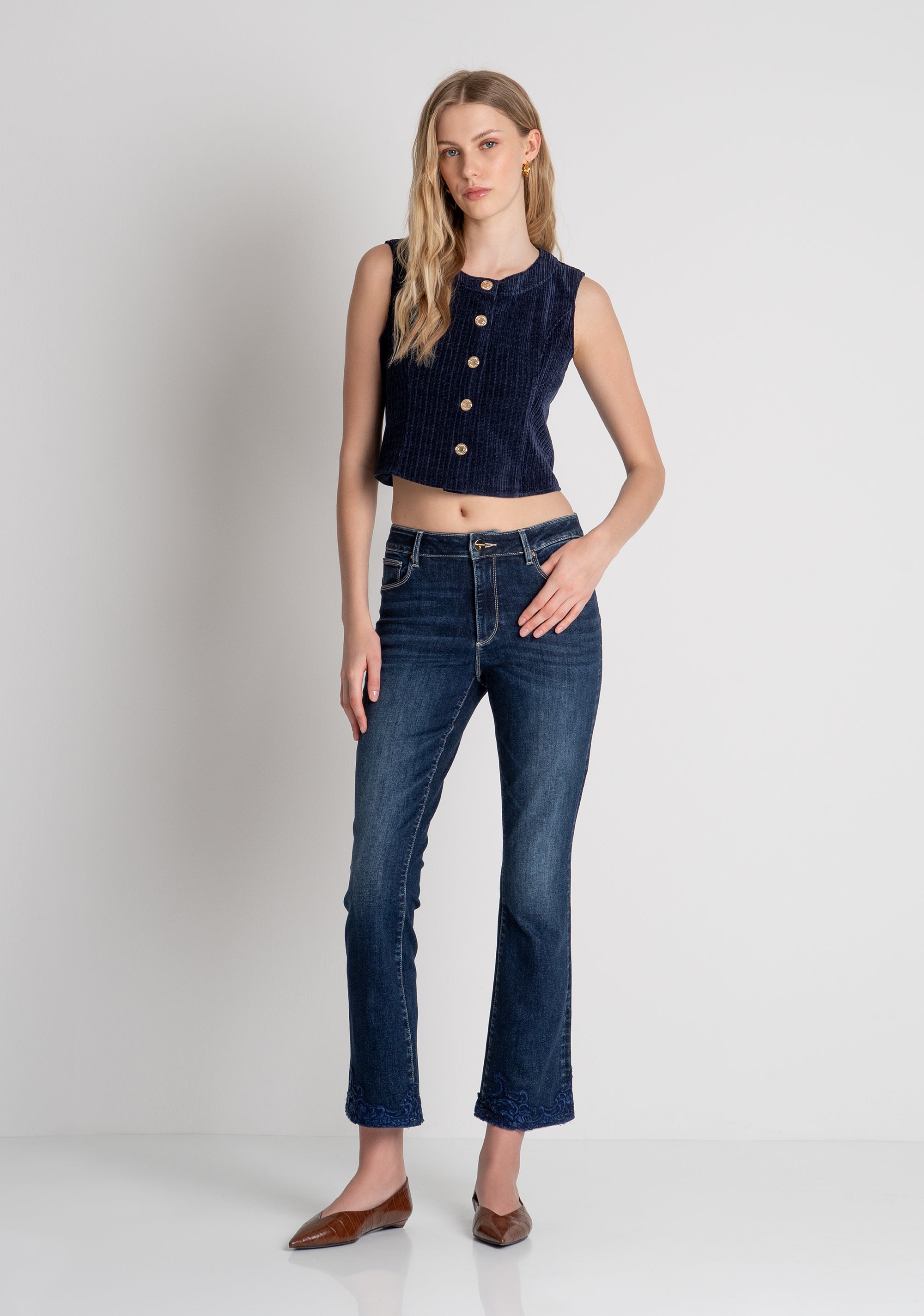 Jeans cropped made in denim with push-up effect and middle wash Fracomina FR26WV8030D460G1-117-2