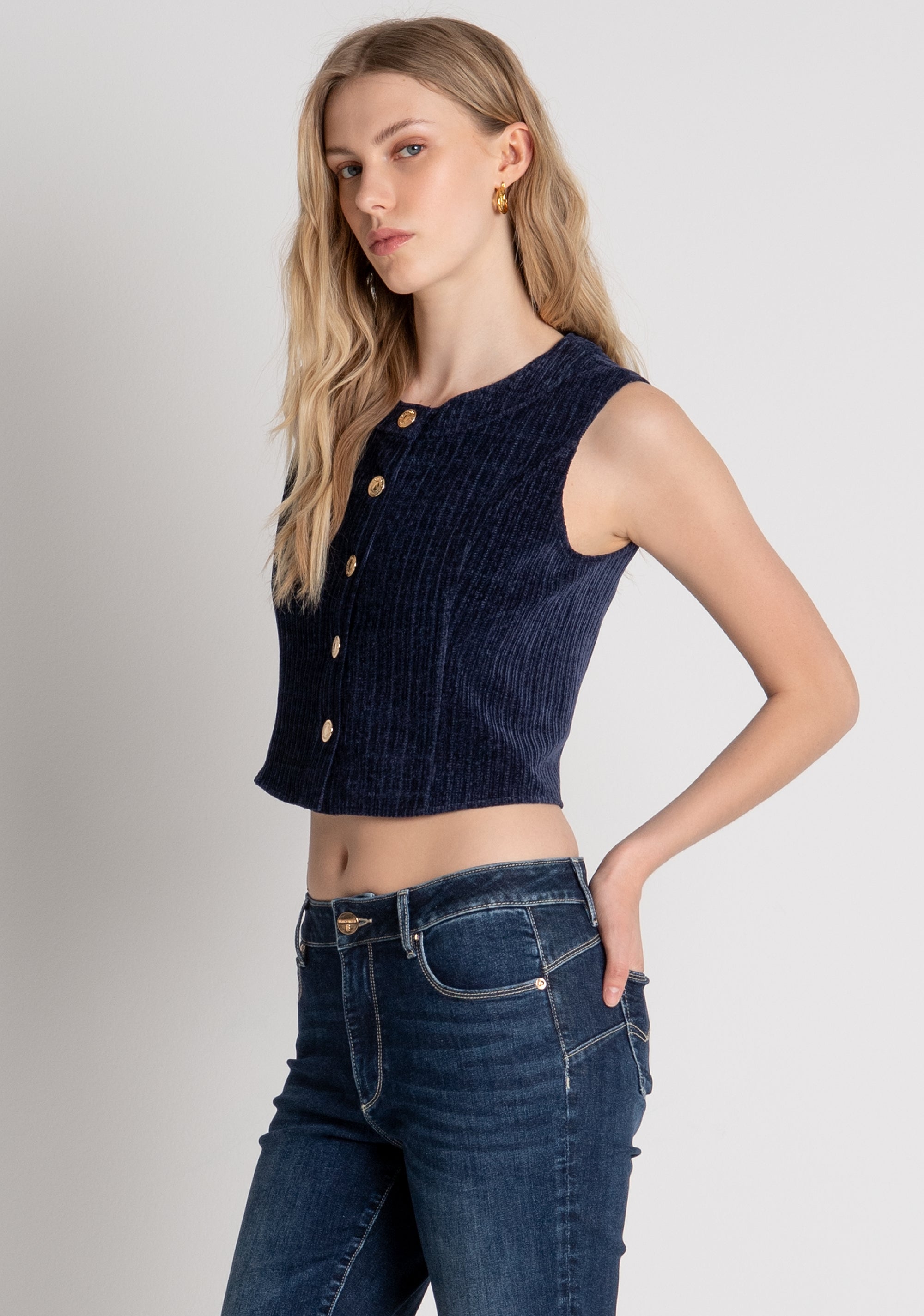 Jeans cropped made in denim with push-up effect and middle wash Fracomina FR26WV8030D460G1-117-3