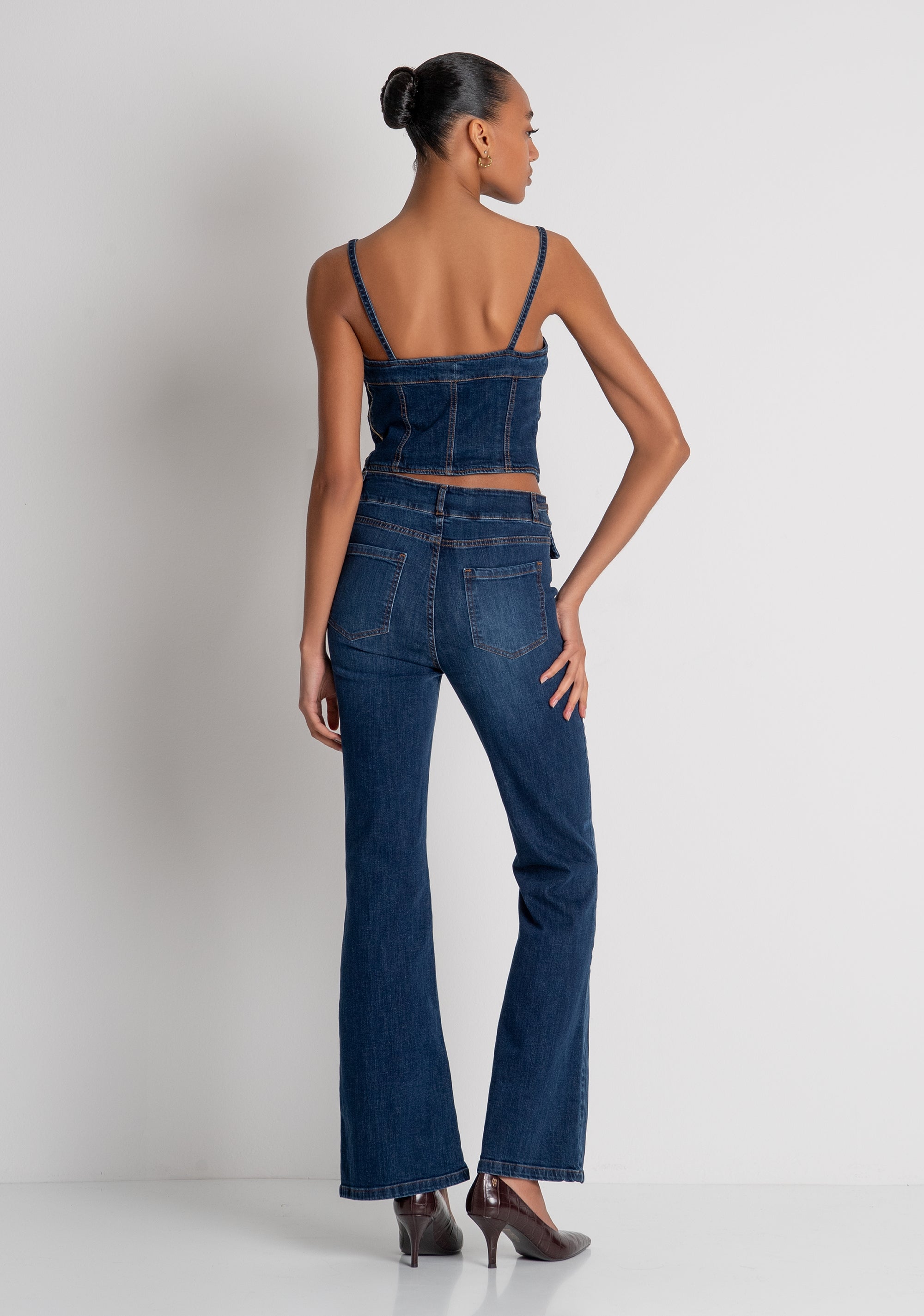 Bootcut jeans made in denim with middle wash Fracomina FR26WVA011D47602-987-4
