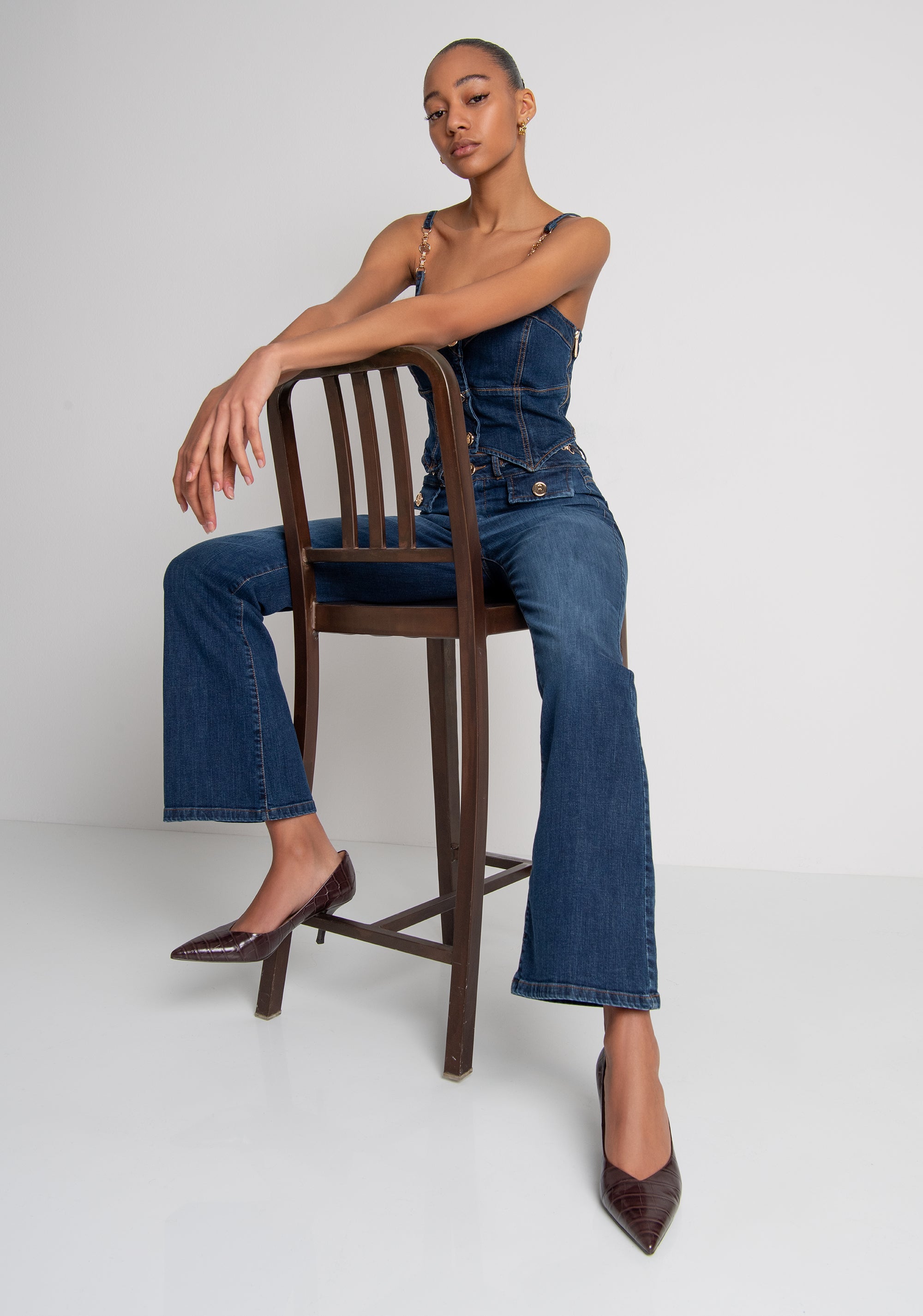 Bootcut jeans made in denim with middle wash Fracomina FR26WVA011D47602-987