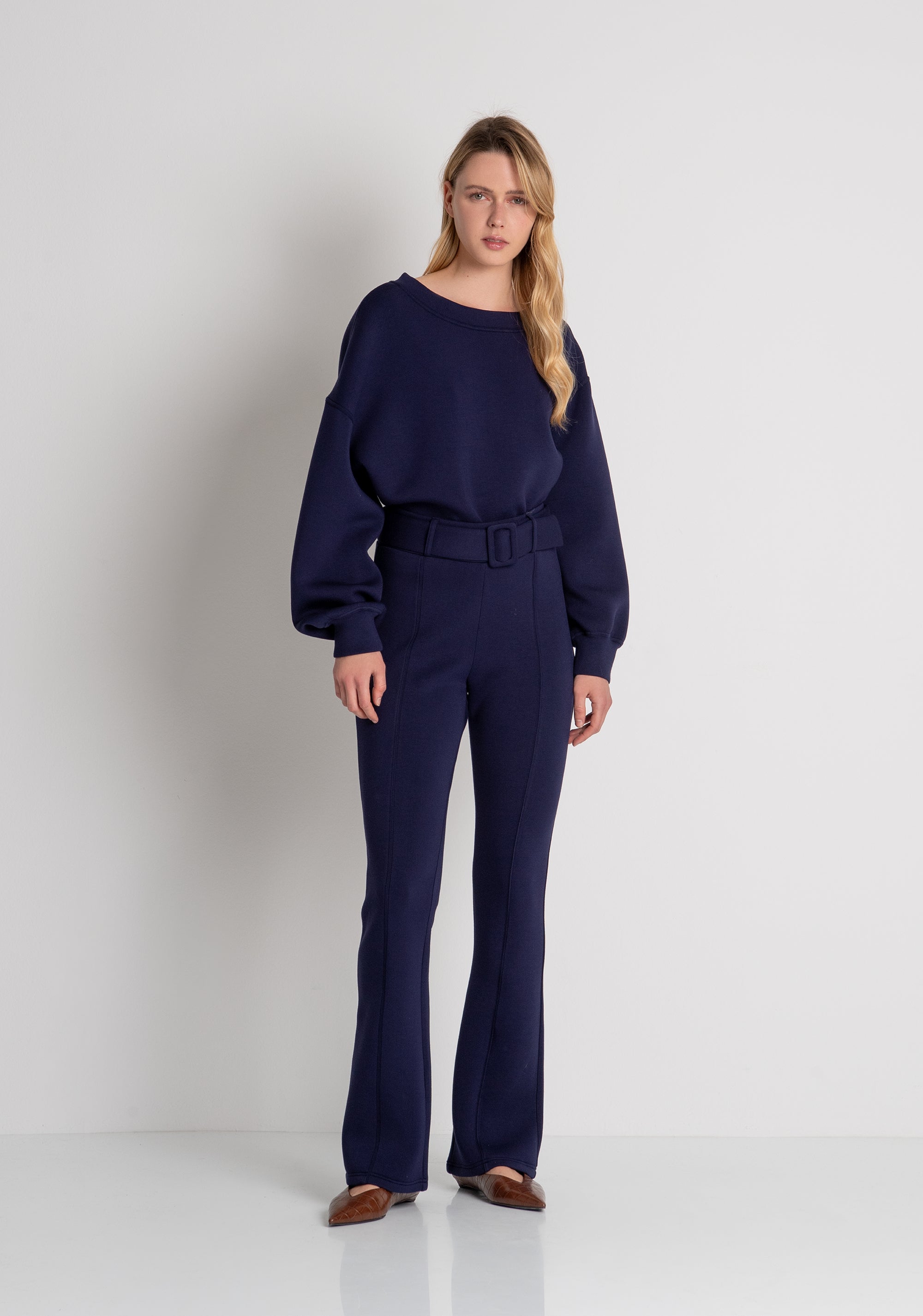 Bootcut pant made in Milano stitch fabric Fracomina FR26WVA015F41601-117-2