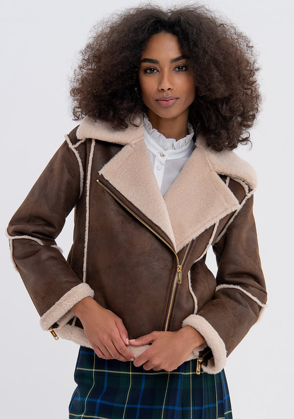 Jacket regular fit made in eco shearling Fracomina FS23WC1001O44601-092-1