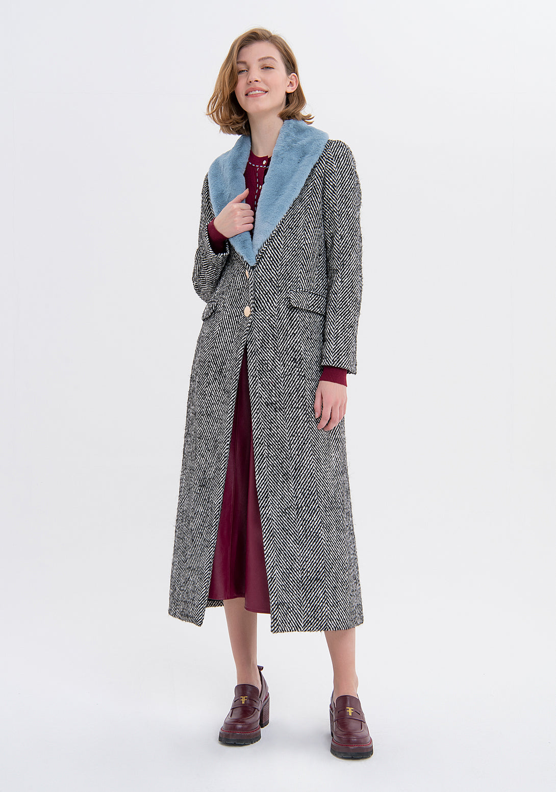 Long coat regular fit made in tweed FS23WC1002W486J1 FRACOMINA ...