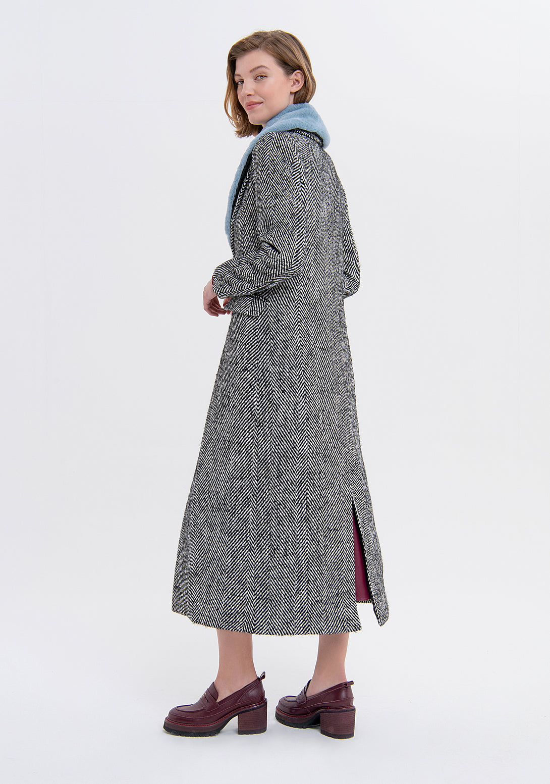 Long coat regular fit made in tweed Fracomina FS23WC1002W486J1-060-3