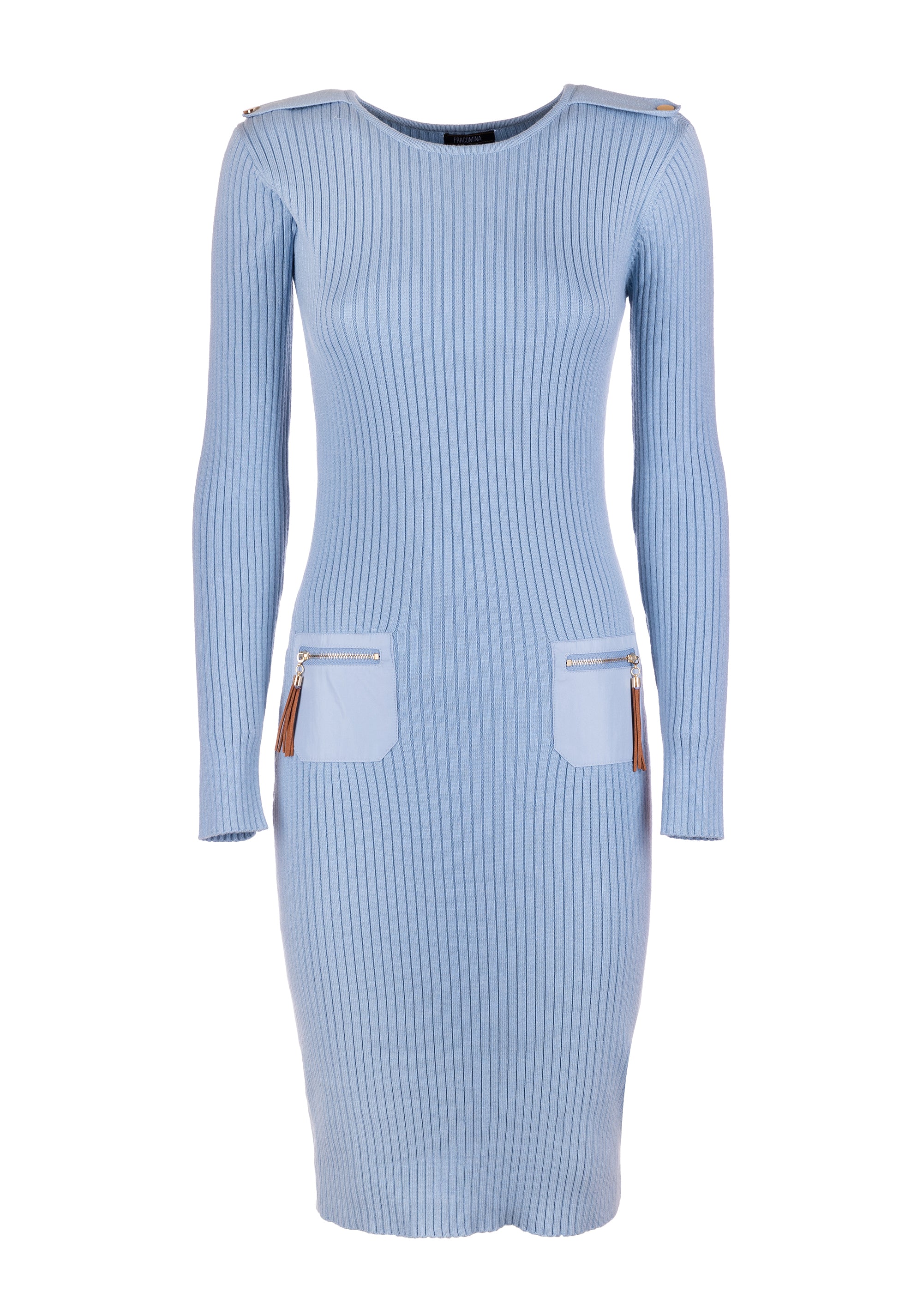 Knitted dress slim fit middle length with ribs Fracomina FS23WD5009K50401-252-1_54e05ae1-aef6-42d2-bcf1-d293cce9c209