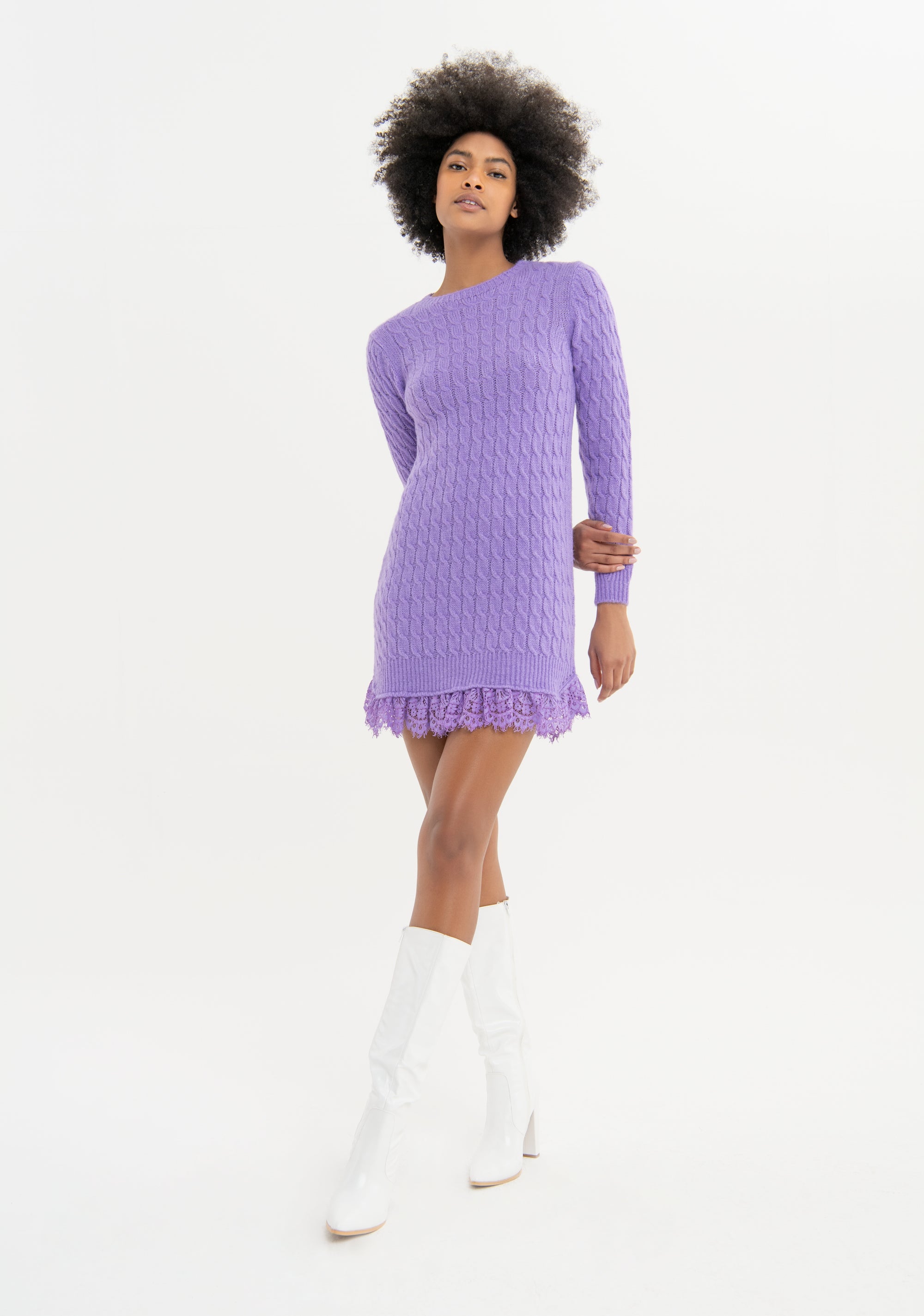 Mini knitted dress slim fit with plaits Fracomina FS23WD5017K50501-185-1