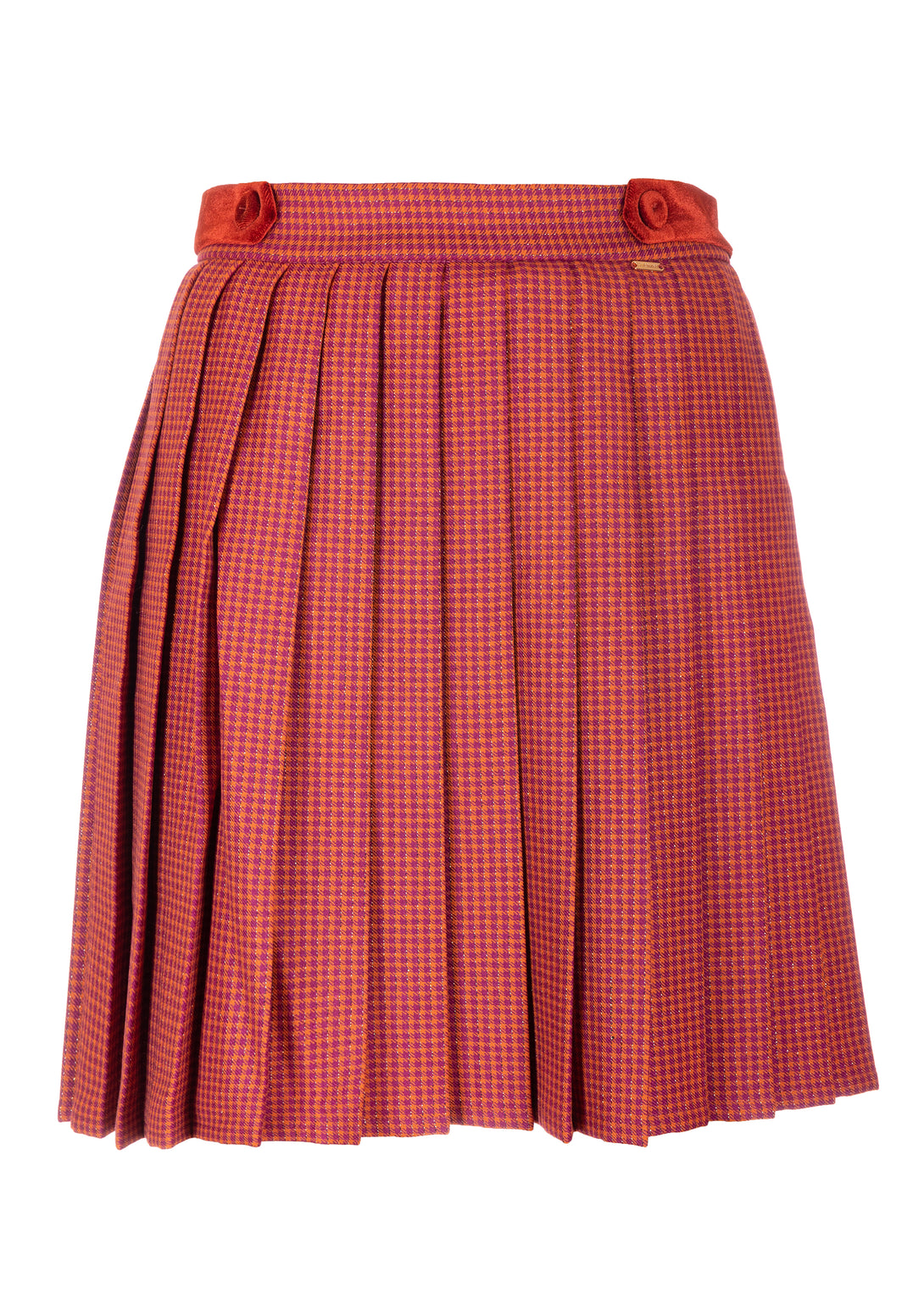 Mini skirt wide fit with folding made in pied de poule fabric