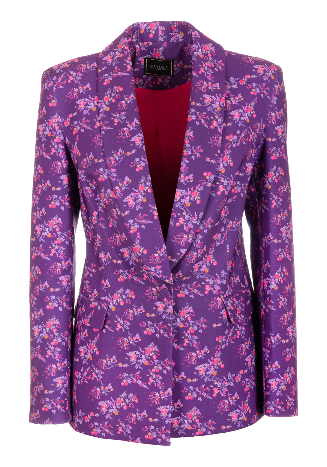 Blazer jacket slim fit single breasted with flowery pattern