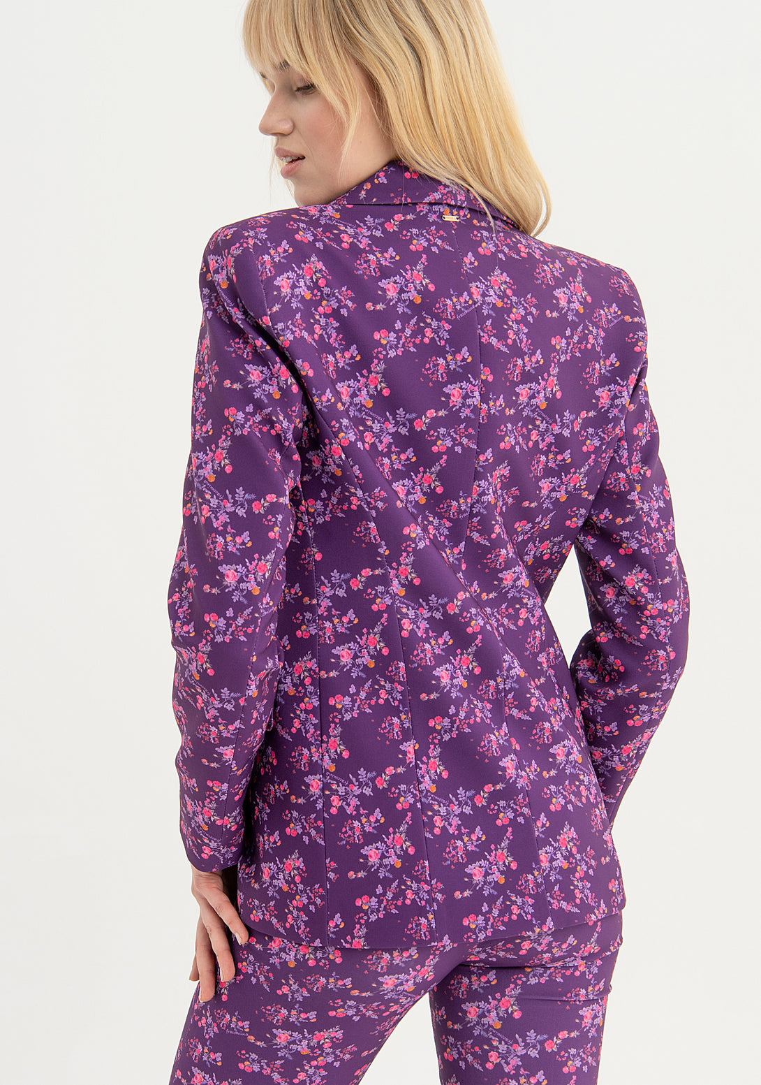 Blazer jacket slim fit single breasted with flowery pattern Fracomina FS23WJ2008W429N4-R88-3