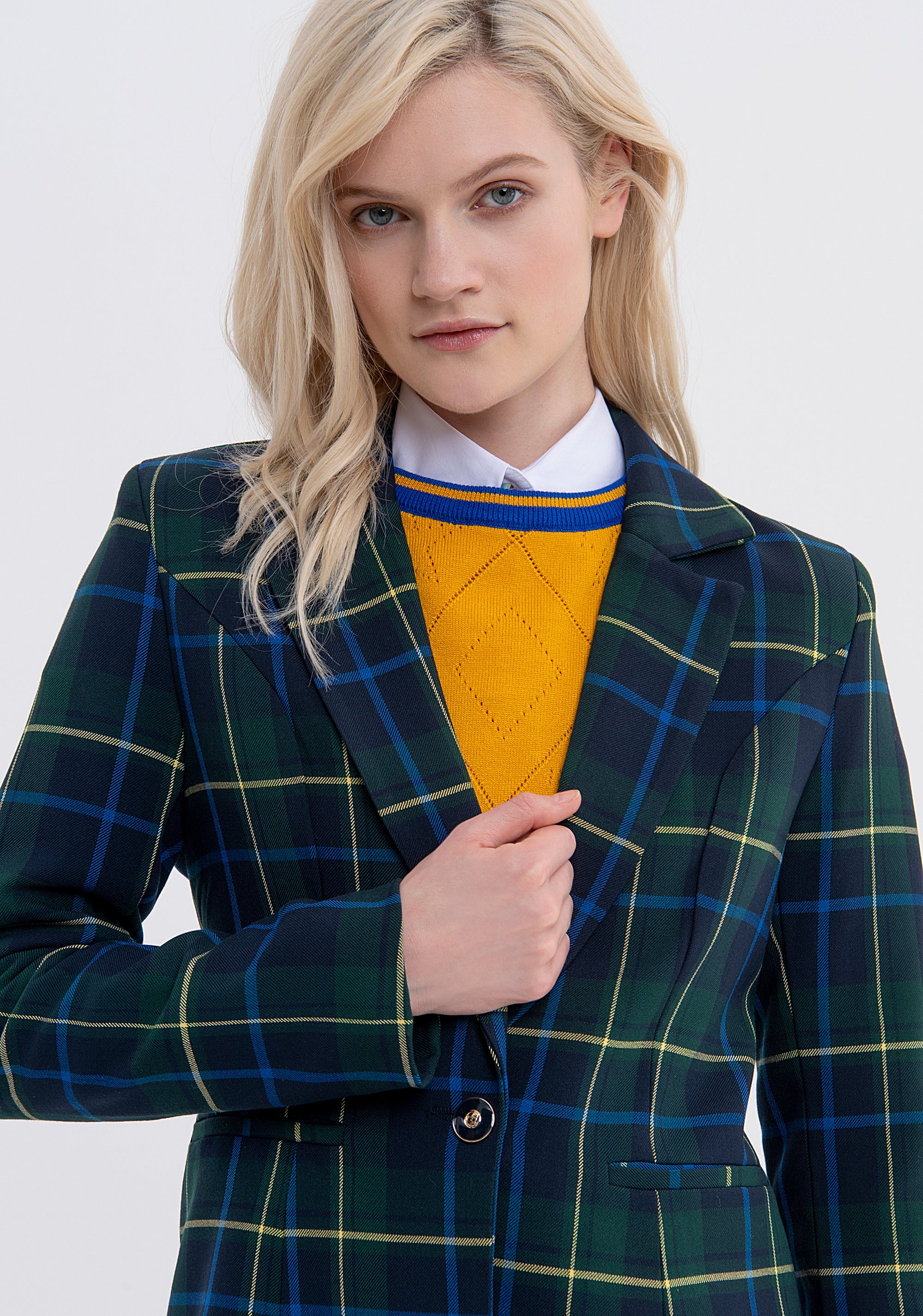 Blazer jacket regular fit single breasted made in tartan Fracomina FS23WJ2010W66195-R93-2