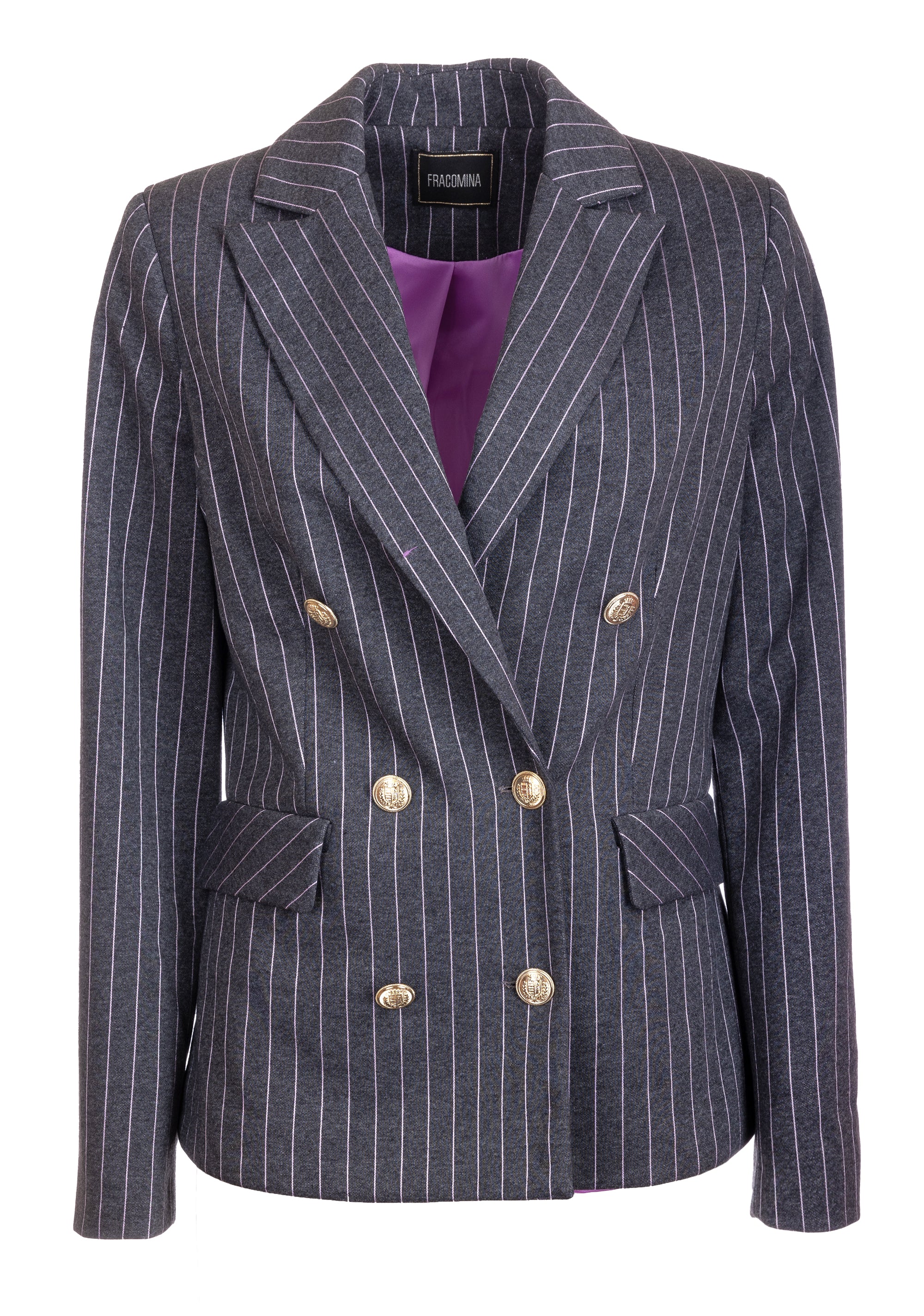 Pinstriped blazer jacket regular fit double breasted Fracomina FS23WJ2013W443Q6-R89-1_dfa19539-e3ae-4b01-9e6e-954b7d1eb158