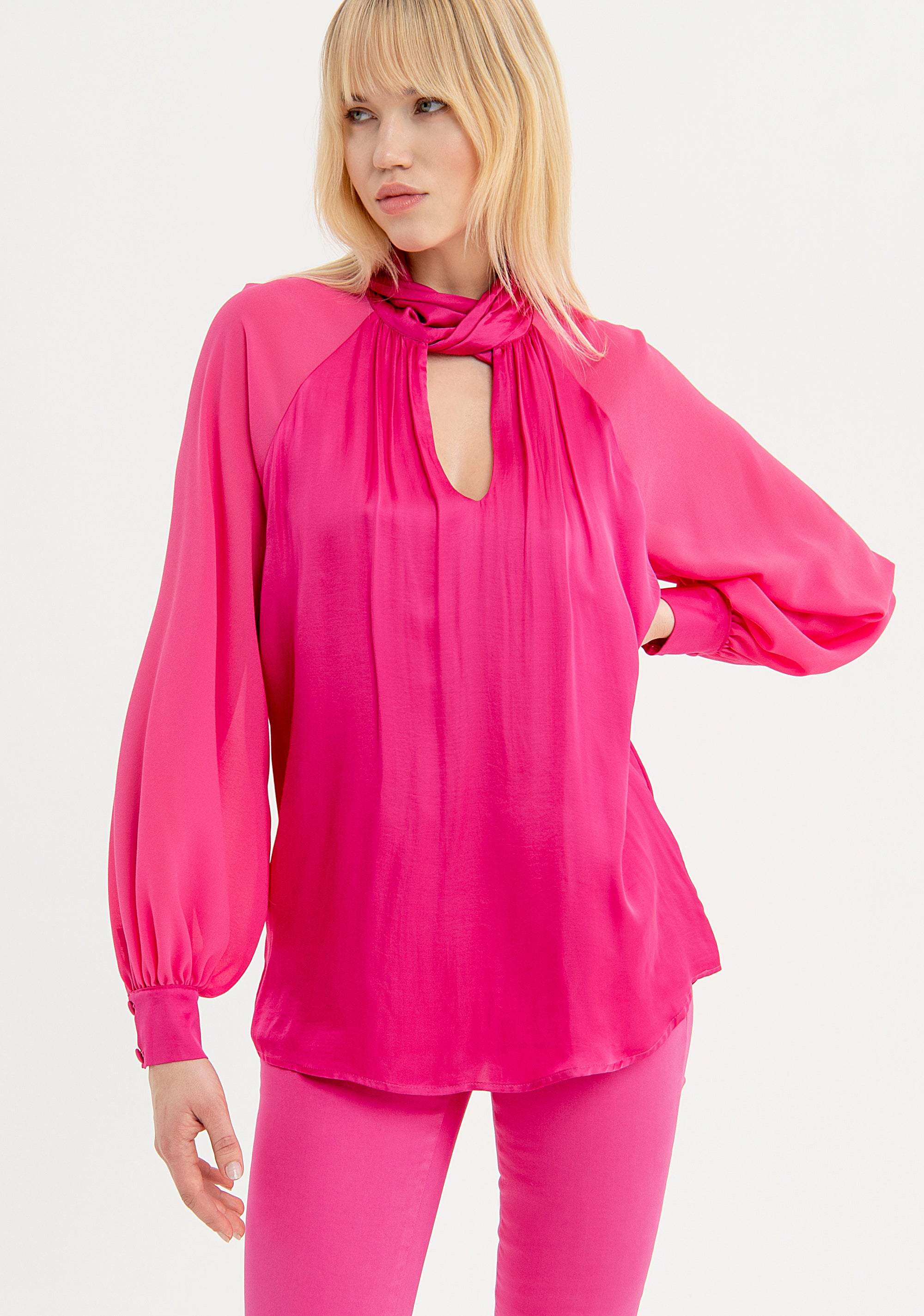 Blouse wide fit made in satin Fracomina FS23WT1008W45101-148-1