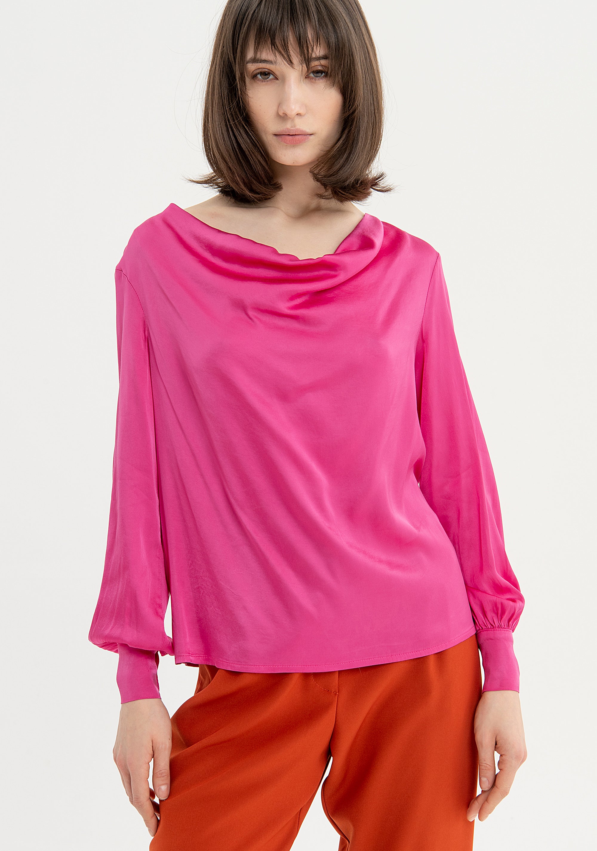 Blouse wide fit made in satin Fracomina FS23WT1009W65801-148-1