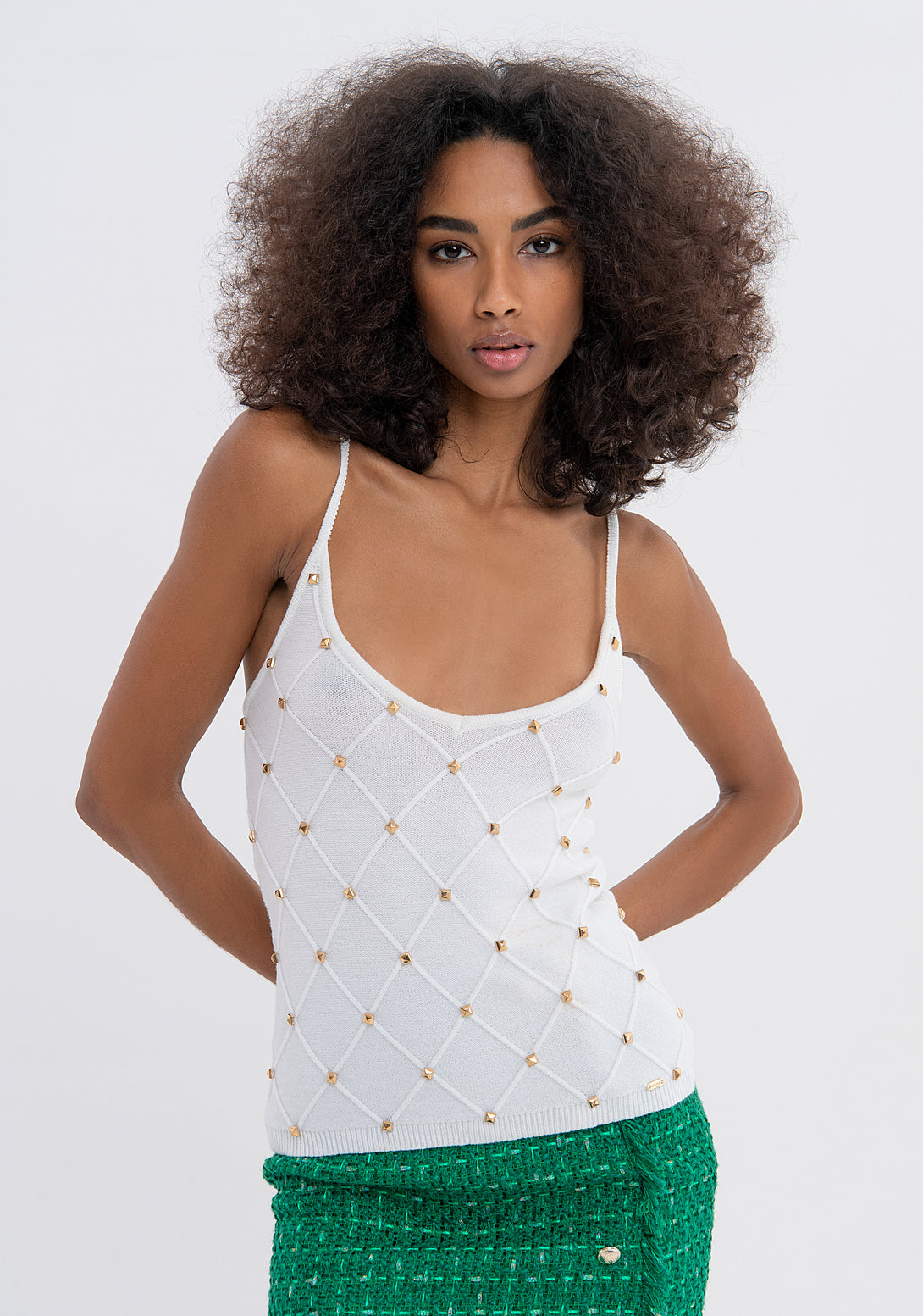 Knitted top tank with studs Fracomina FS23WT4001K502D9-278-1