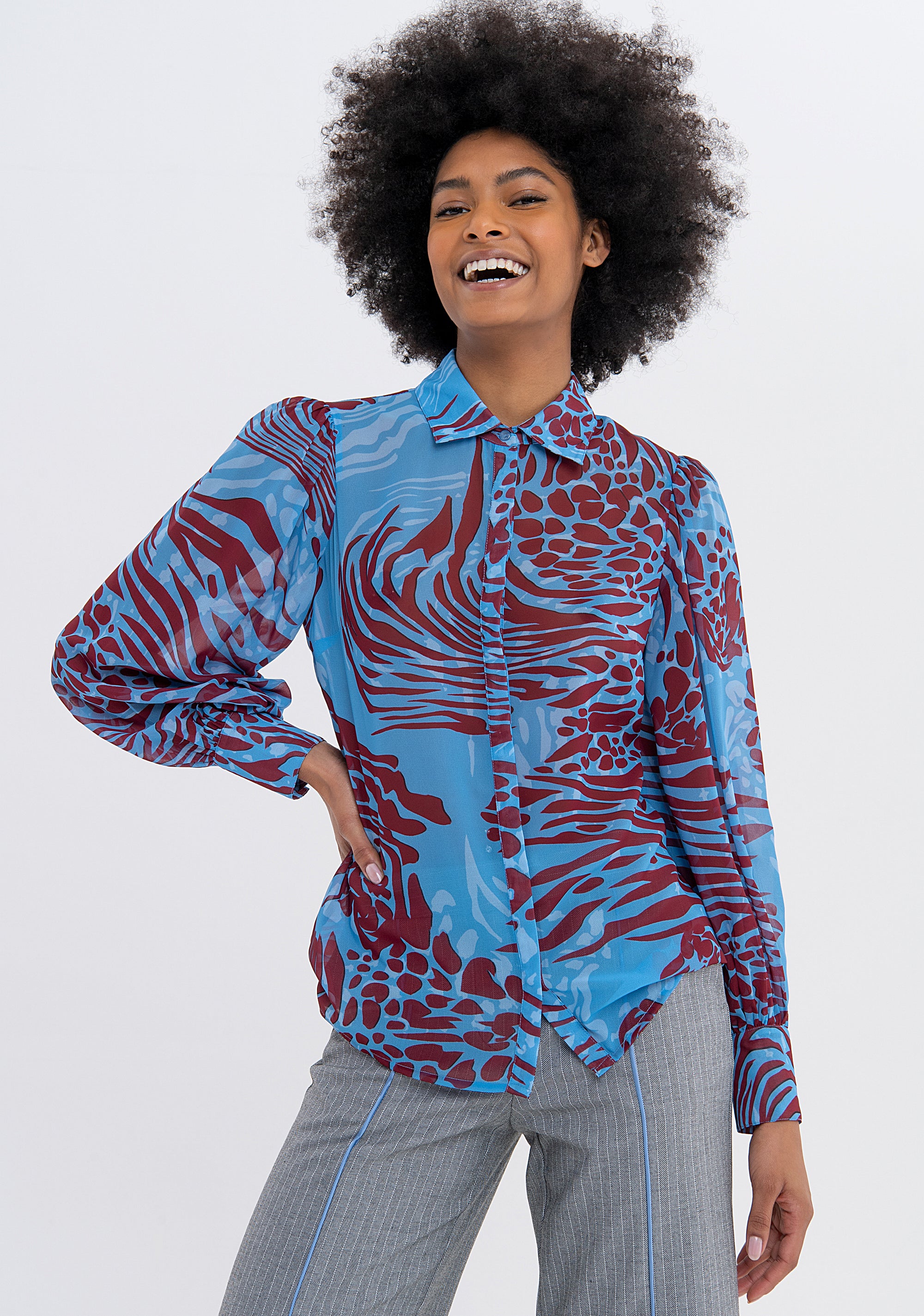 Shirt regular fit made in georgette with animalier pattern Fracomina FS23WT6003W412N4-R91-1