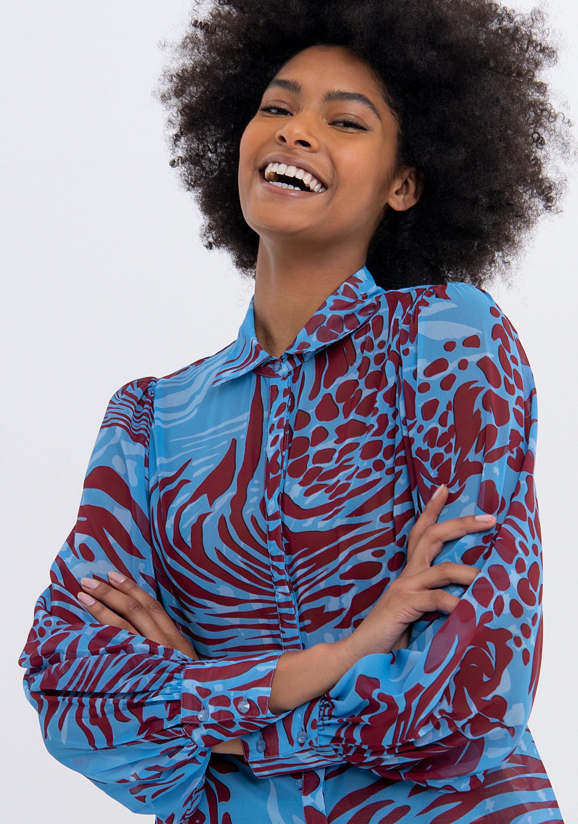 Shirt regular fit made in georgette with animalier pattern Fracomina FS23WT6003W412N4-R91-2