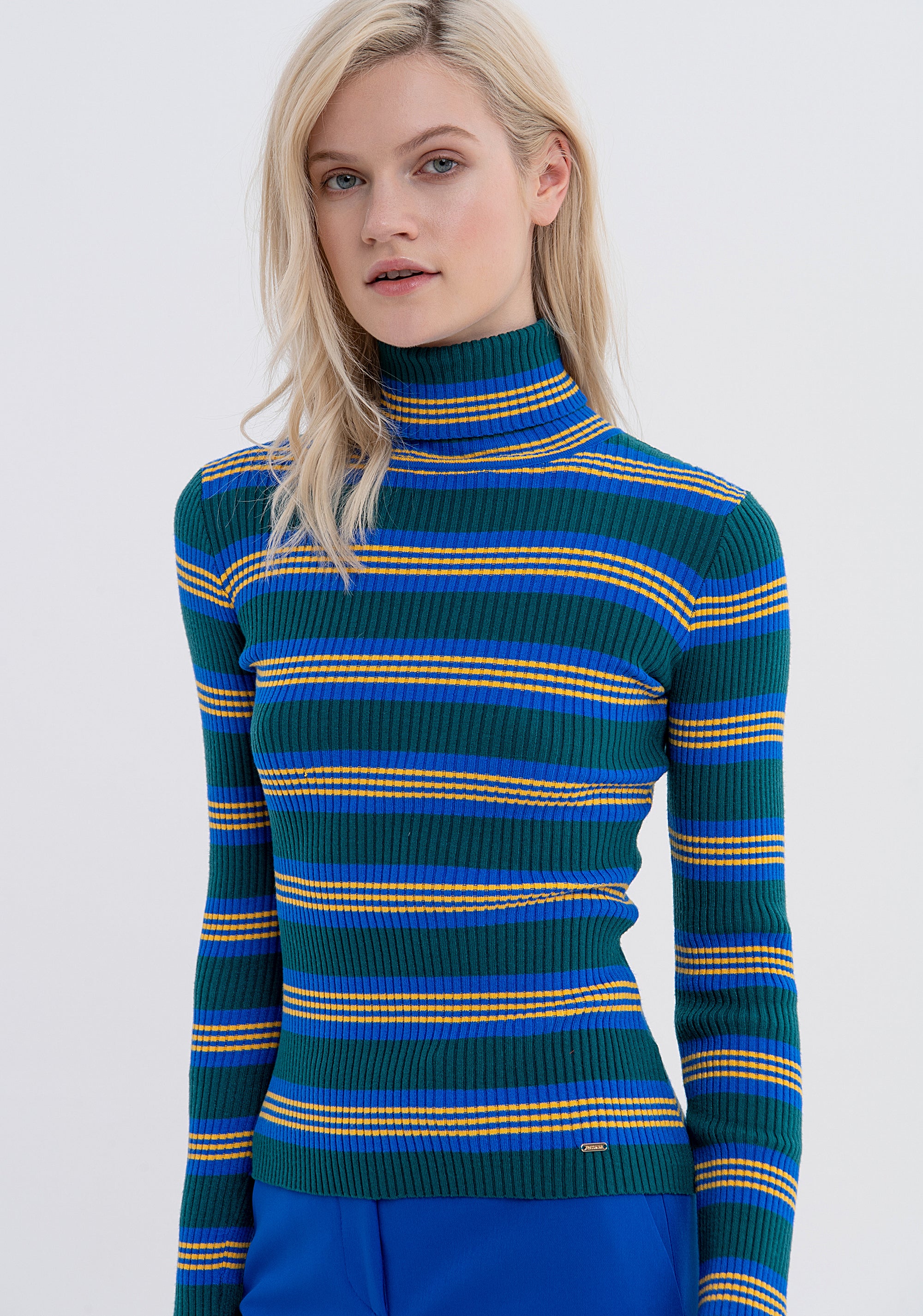 Knitwear slim fit with striped ribs Fracomina FS23WT7004K50601-F74-1