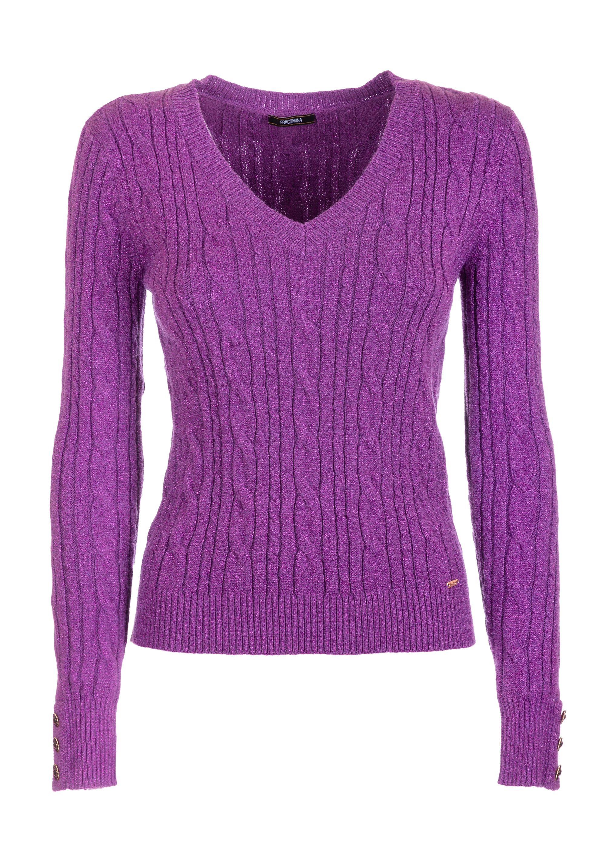 Knitwear slim fit with plaits and lurex Fracomina FS23WT7017K502Q7-335-1_eec51f07-f892-47c4-8932-d3c0f6dee05d